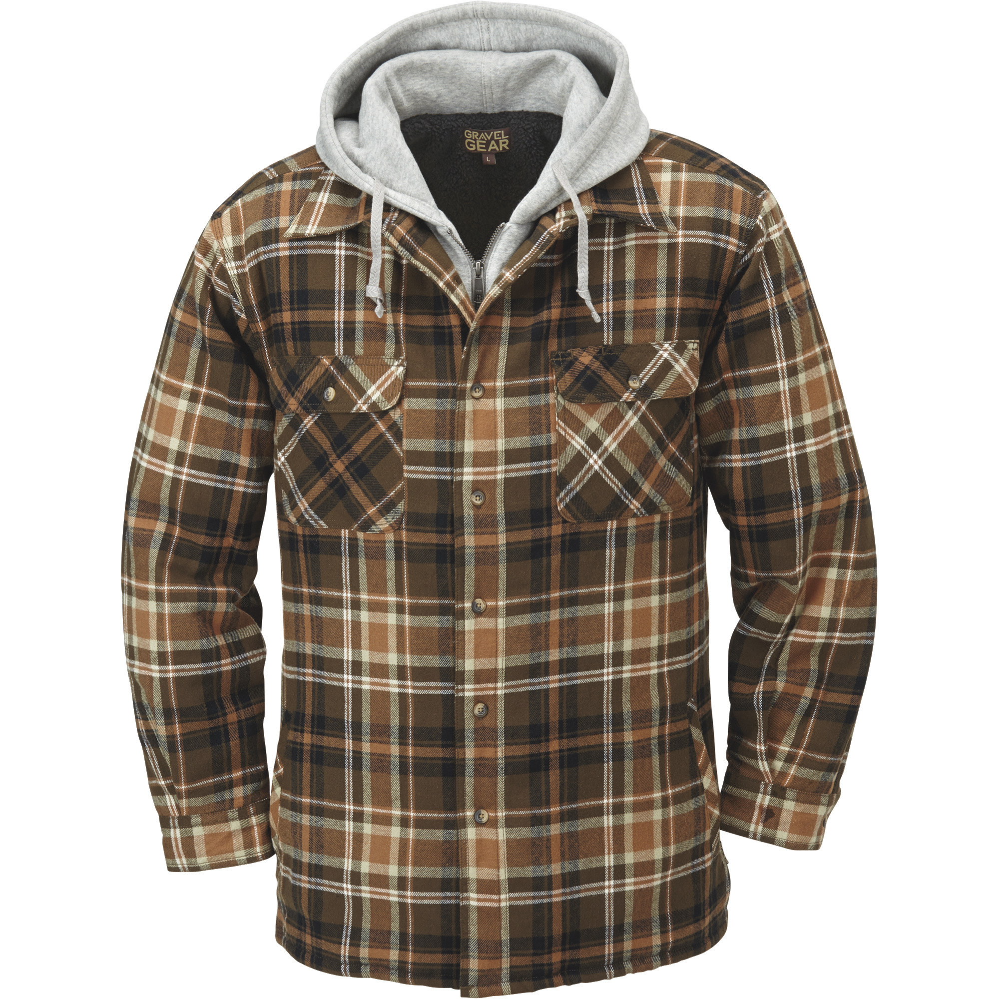Gravel Gear Sherpa-Lined Hooded Flannel Shirt Jacket