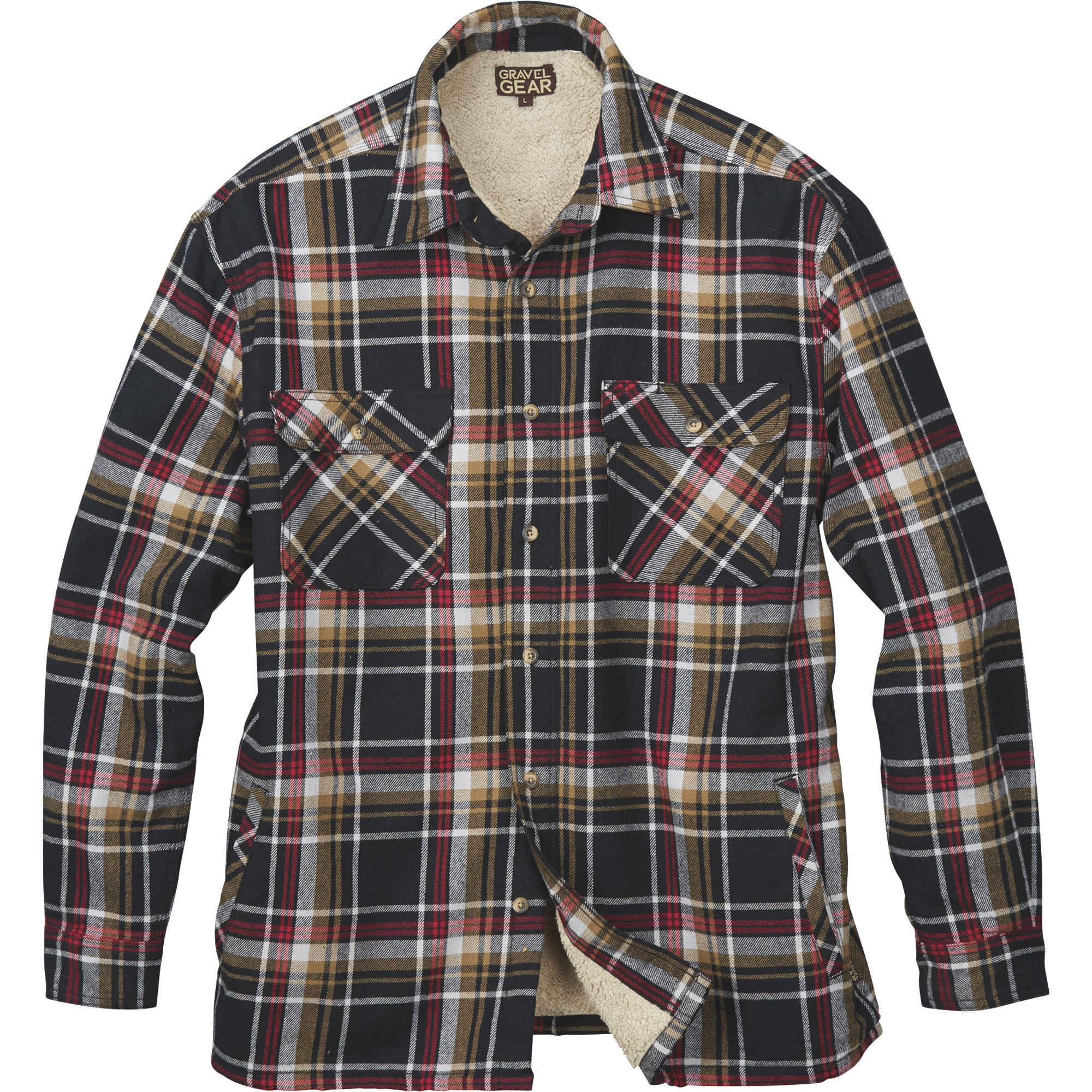 Gravel Gear Men's Sherpa-Lined Flannel Shirt Jacket