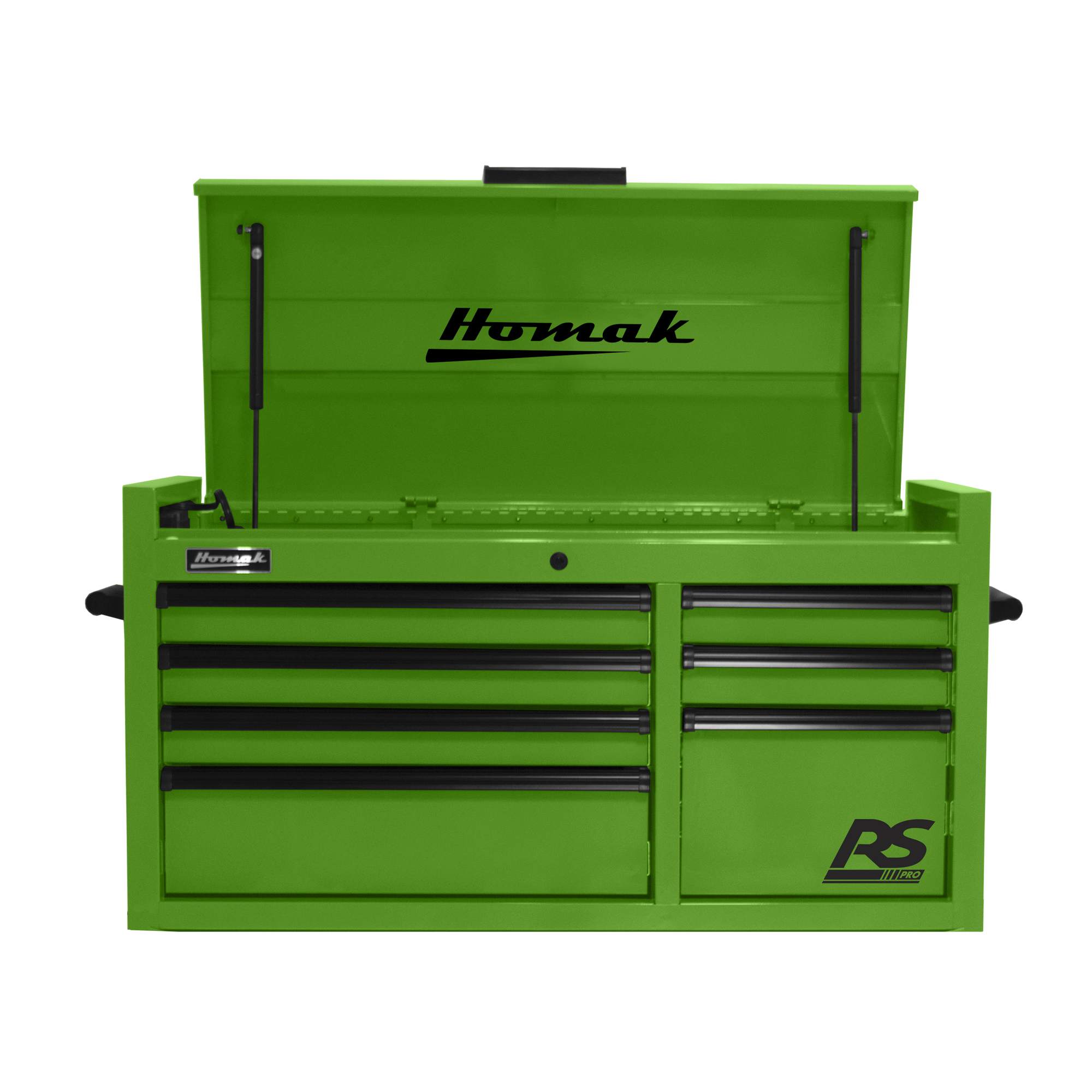 Homak RS Pro, 41in. RS PRO 7 DWR TOP CHEST WITH OUTLET-LIME GREEN, Width  40.5 in, Height 21.375 in, Color Green, Model# LG02004173