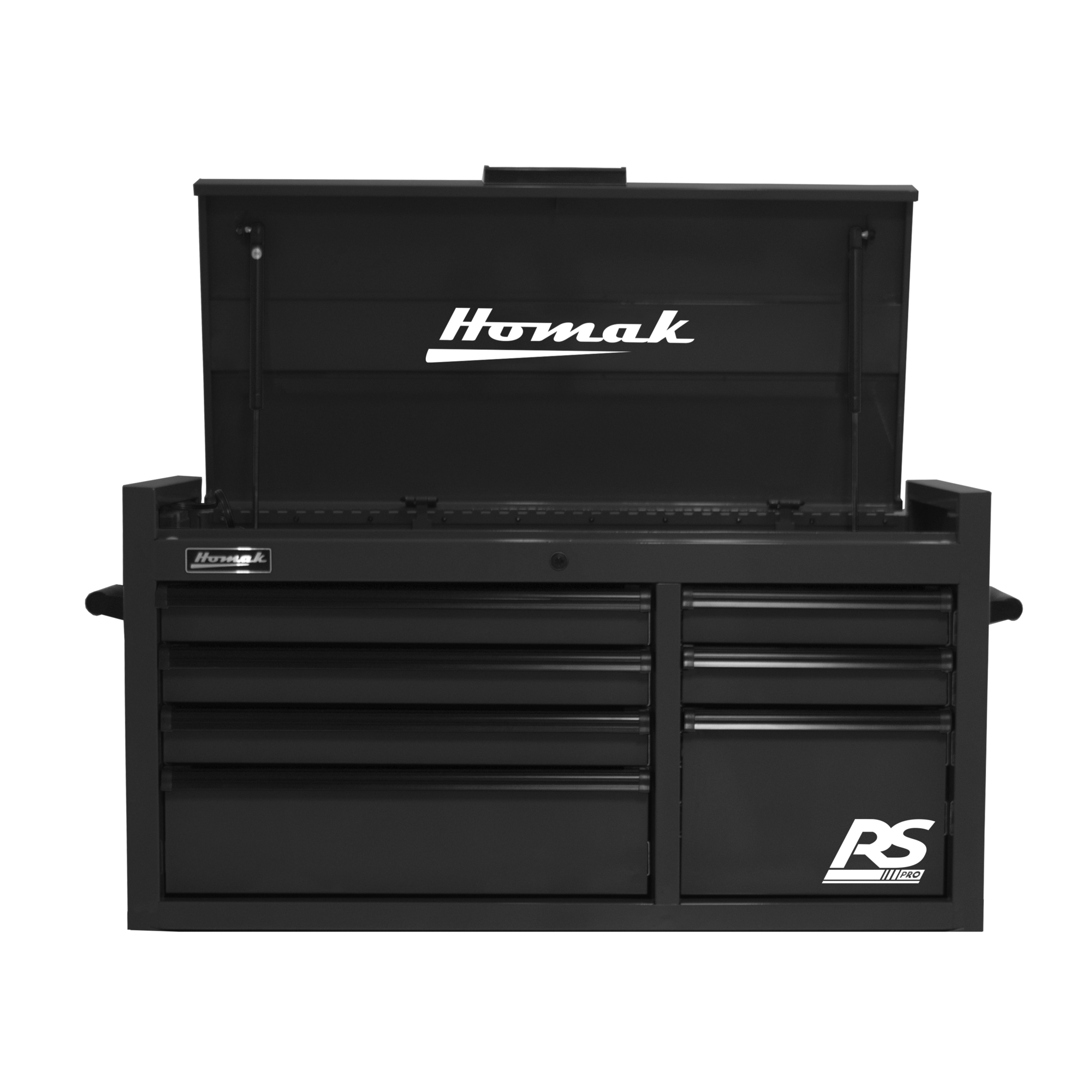 Homak RS Pro, 41in. RS PRO 7 DWR TOP CHEST WITH OUTLET-BLACK, Width 40.5 in, Height 21.375 in, Color Black, Model# BK02004173