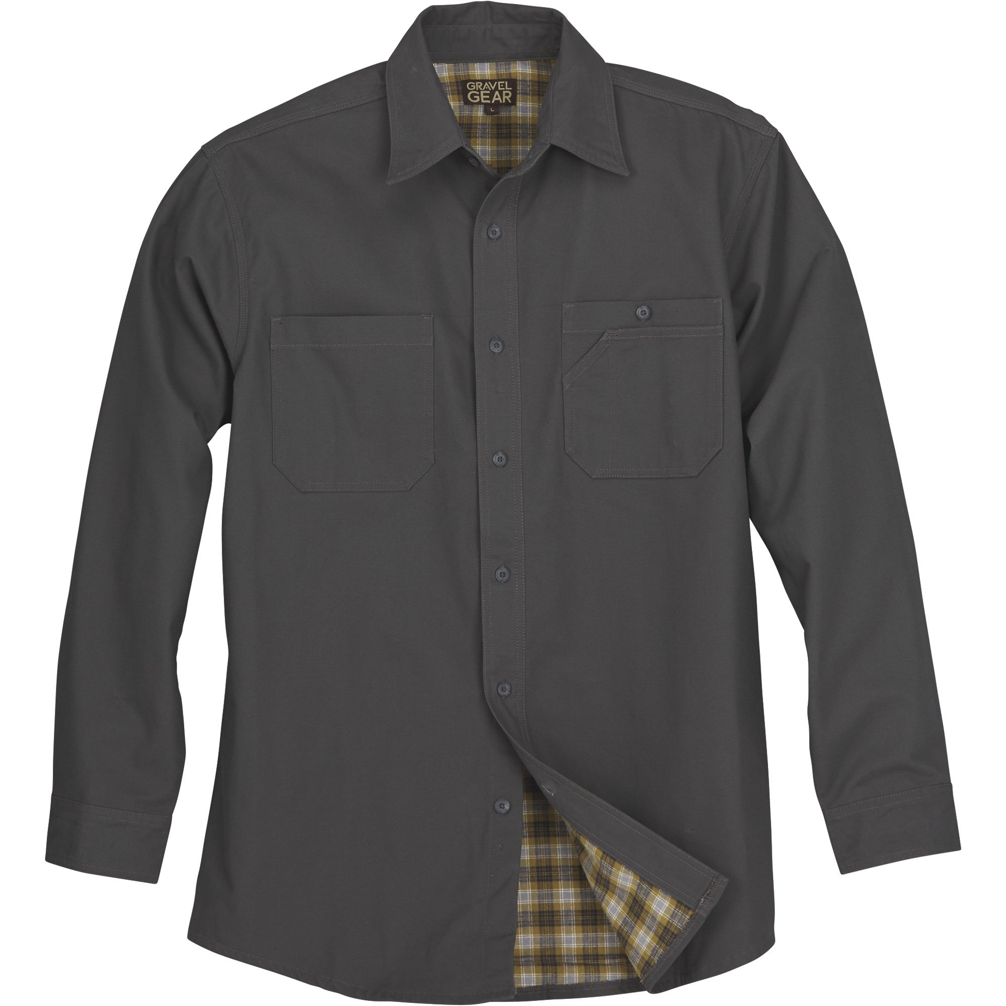 Gravel Gear Flannel-Lined Cotton Canvas Shirt Jacket — Mushroom, XL
