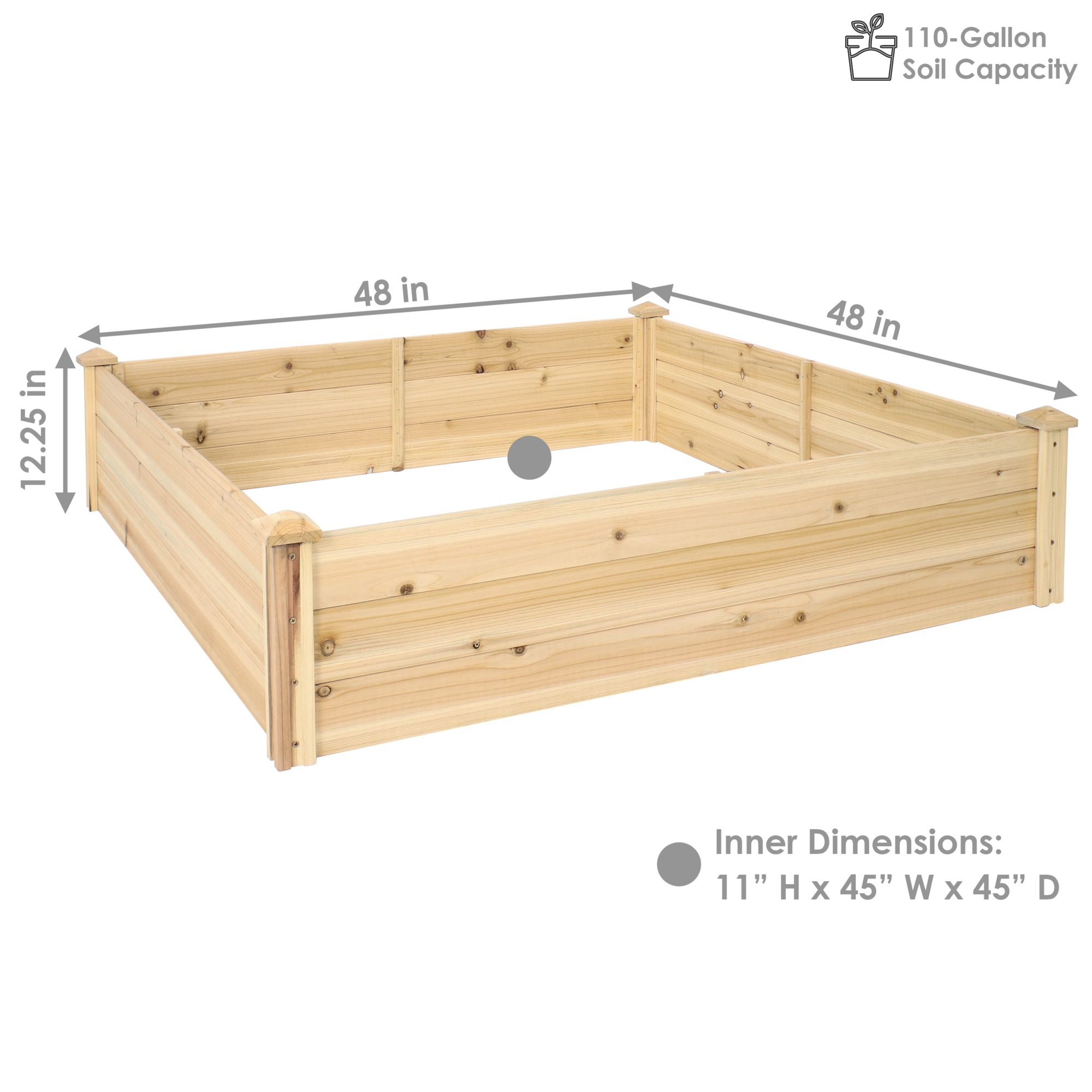 Sunnydaze Decor, Outdoor Square Wood Raised Garden Bed
