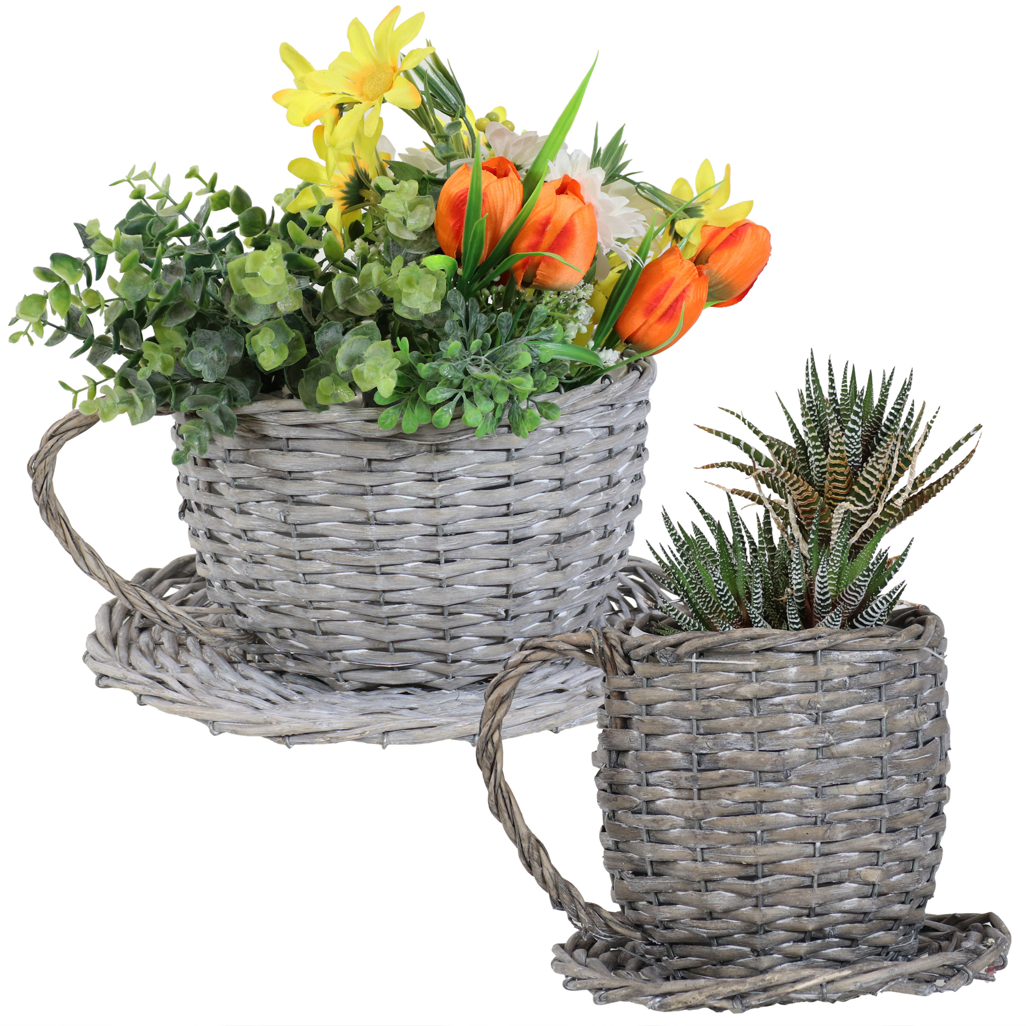 Sunnydaze Decor, Wicker Rattan Coffee Cup Planters, Model# HB-804