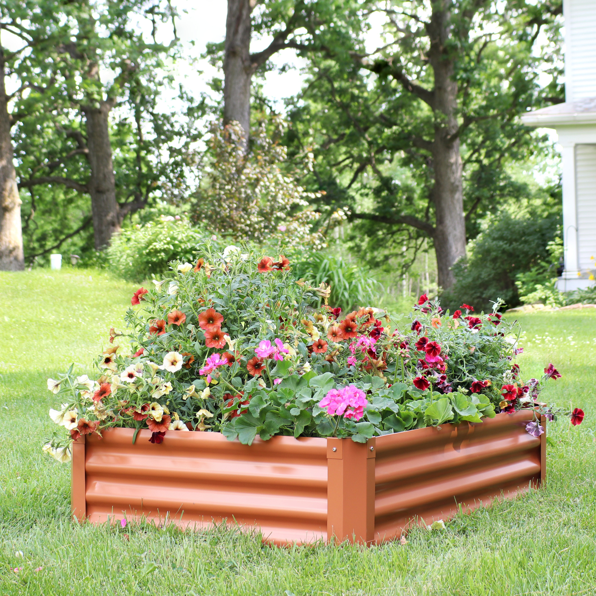 Sunnydaze Outdoor Square Wood Raised Garden Bed 48-Inch Square