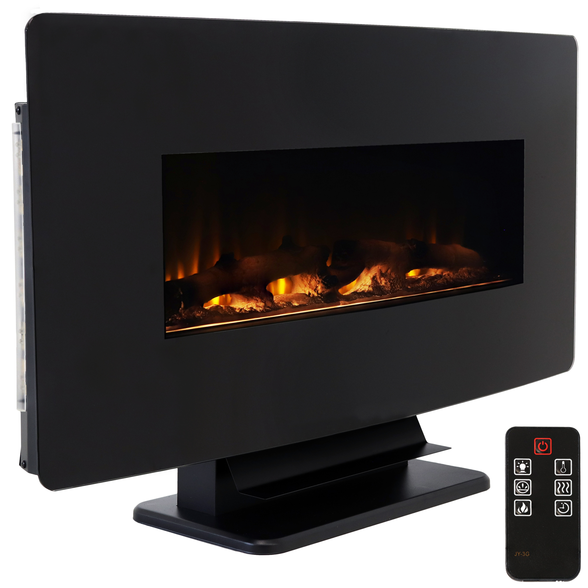 Sunnydaze Decor, 35.75in. Curved Face Color-Changing Fireplace, Heat Output 4777 Btu/hour, Heating Capability 377 ft², Model# ZHS-425