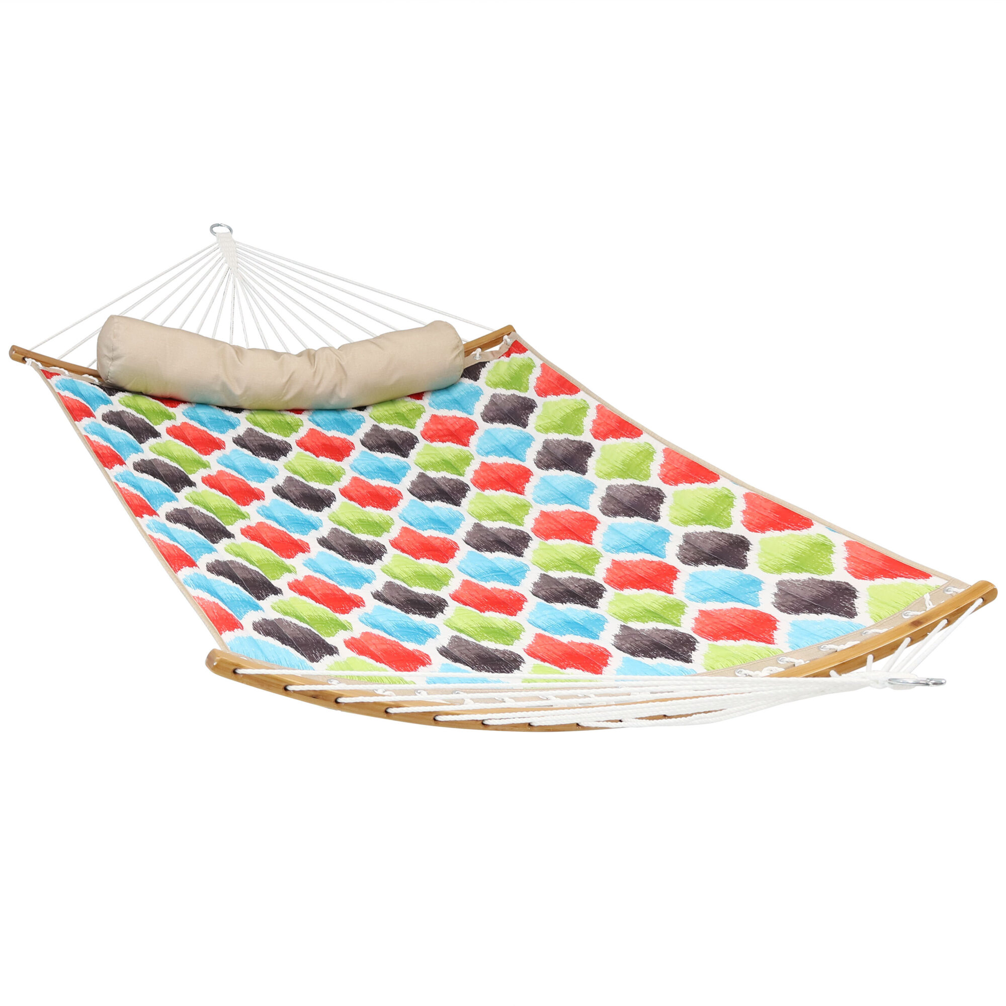 Sunnydaze Decor, Quilted Hammock with Spreader Bars - Vivid, Color Teal, Capacity 450 lb, Material Polyester, Model# LY-131