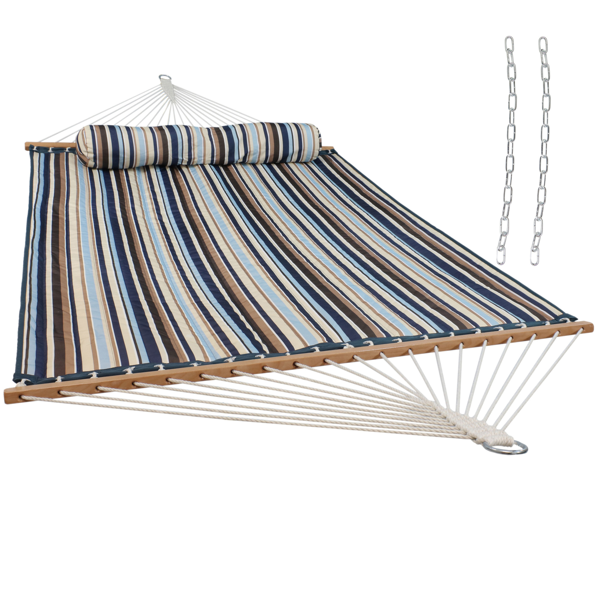 Sunnydaze Decor Quilted Hammock with Pillow, Ocean Isle, Model# LY-QFH-OI