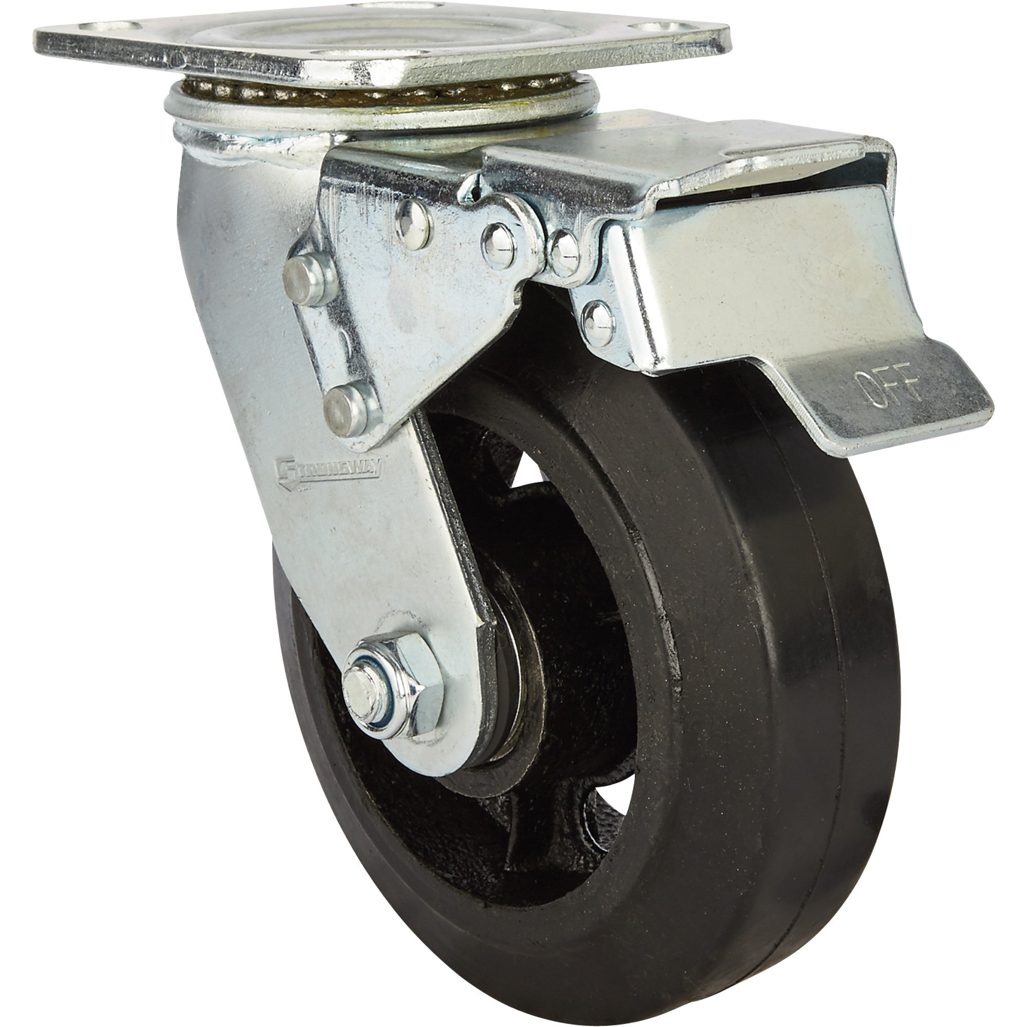 Strongway 6in. Heavy-Duty Swivel Rubber Caster with Brake — 660-Lb ...