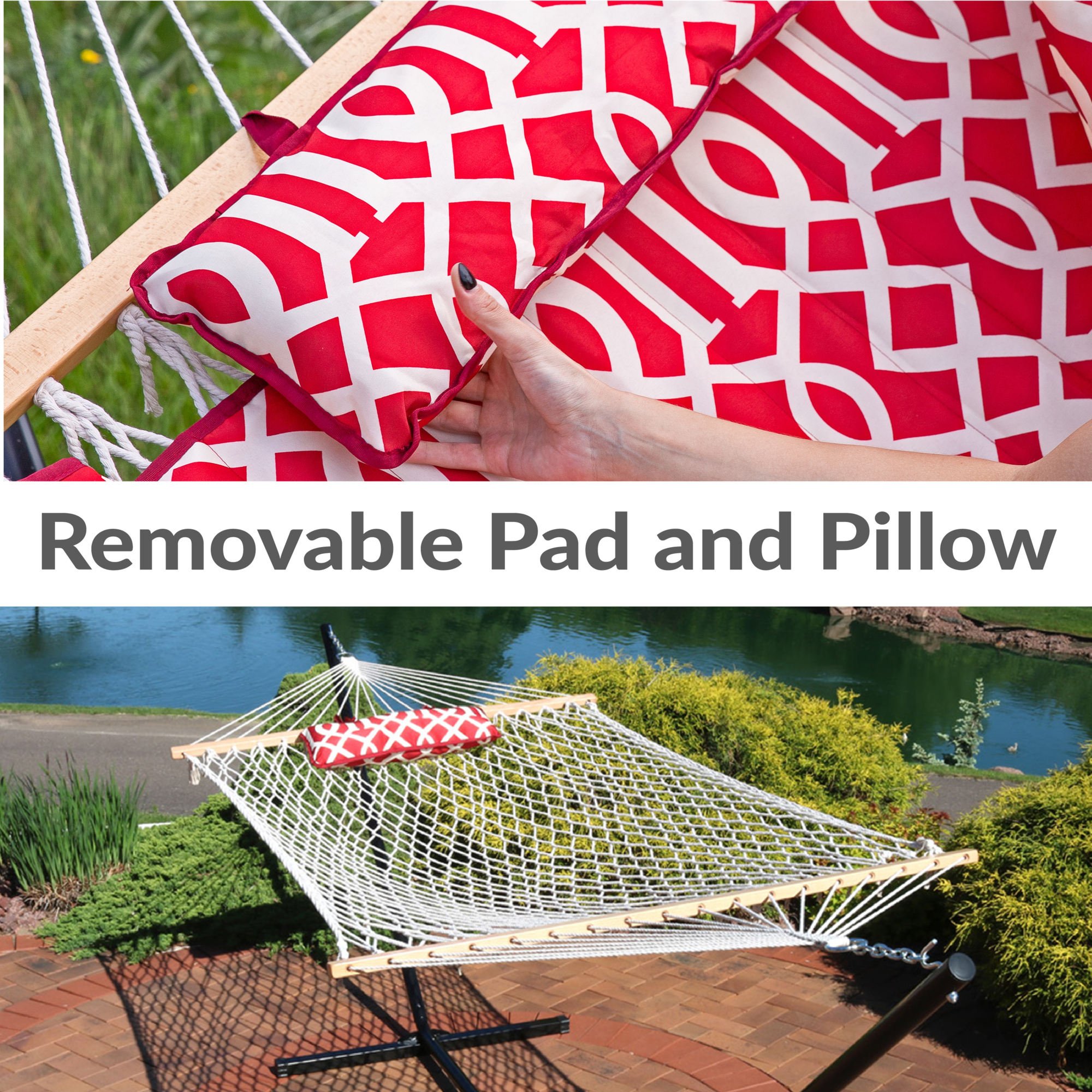 Sunnydaze Decor Rope Hammock with Stand - Thumbnail 5