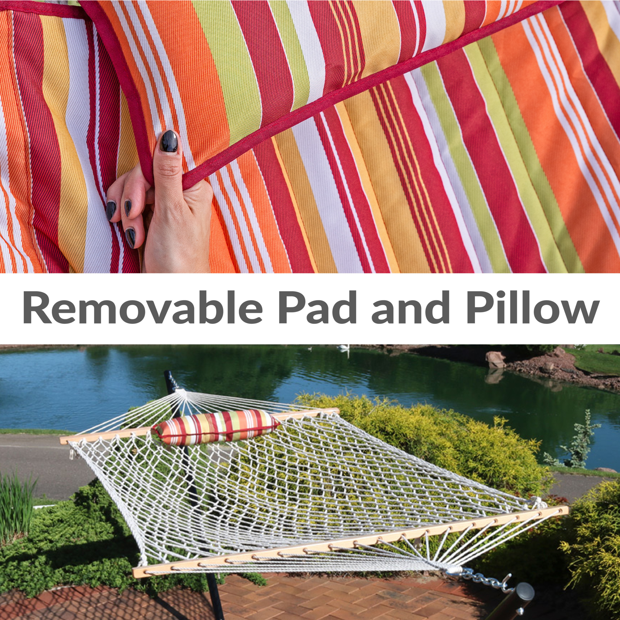 Sunnydaze Decor Rope Hammock with Stand - Thumbnail 4