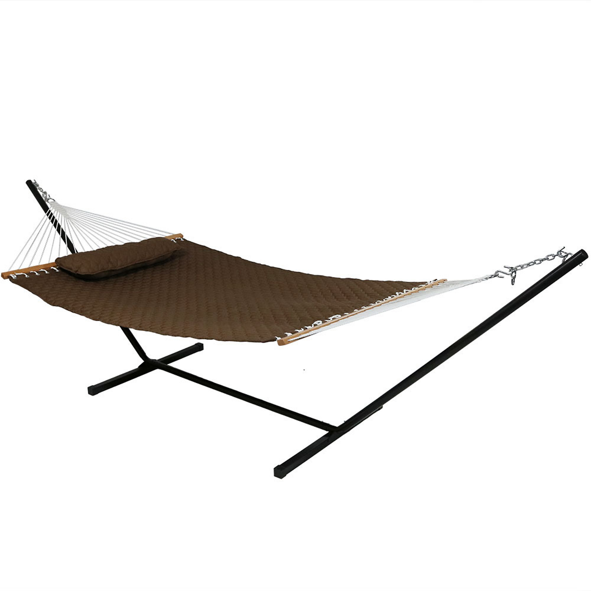 Sunnydaze Decor, Quilted Spreader Bar Hammock Stand - Brown, Color Brown, Capacity 350 lb, Material Polyester, Model# LY-QDFH-BROWN-COMBO