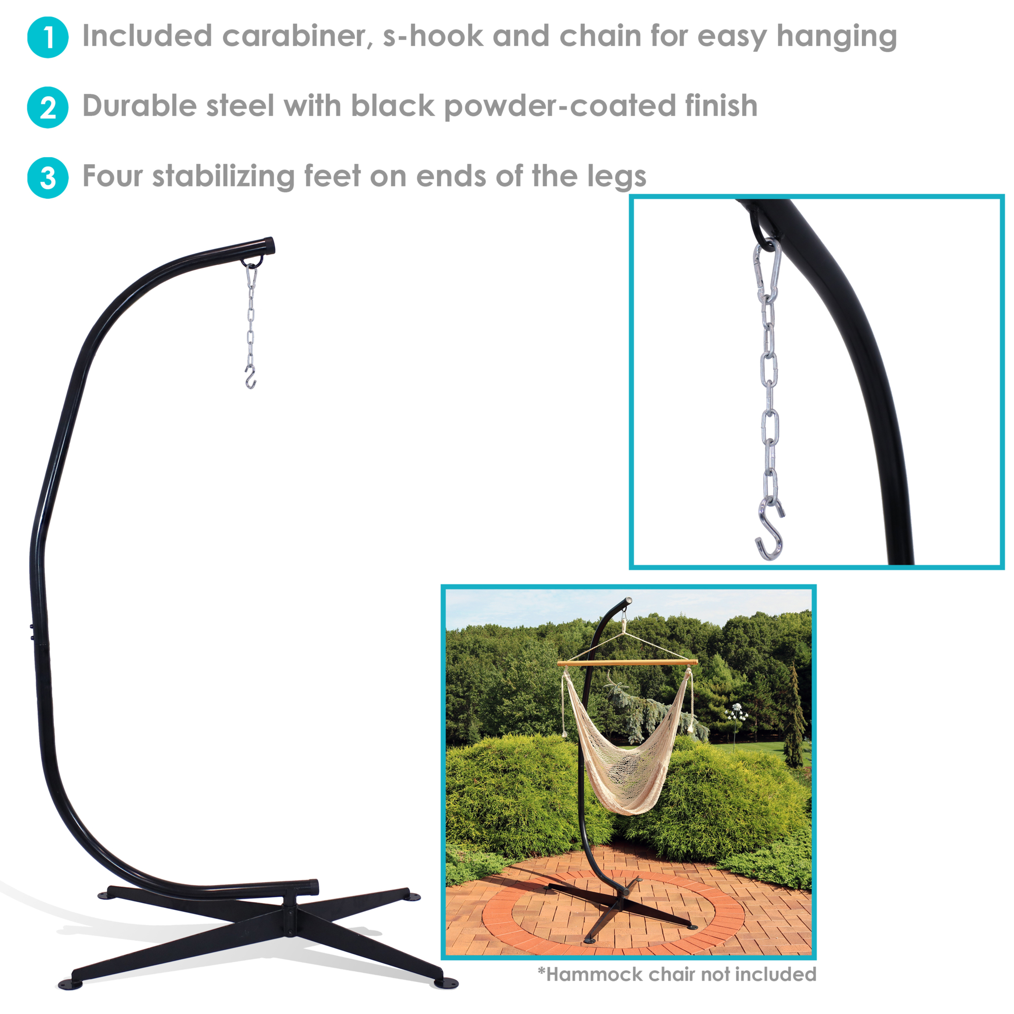 Sunnydaze Hanging Hammock Chair Stand - Thumbnail 5