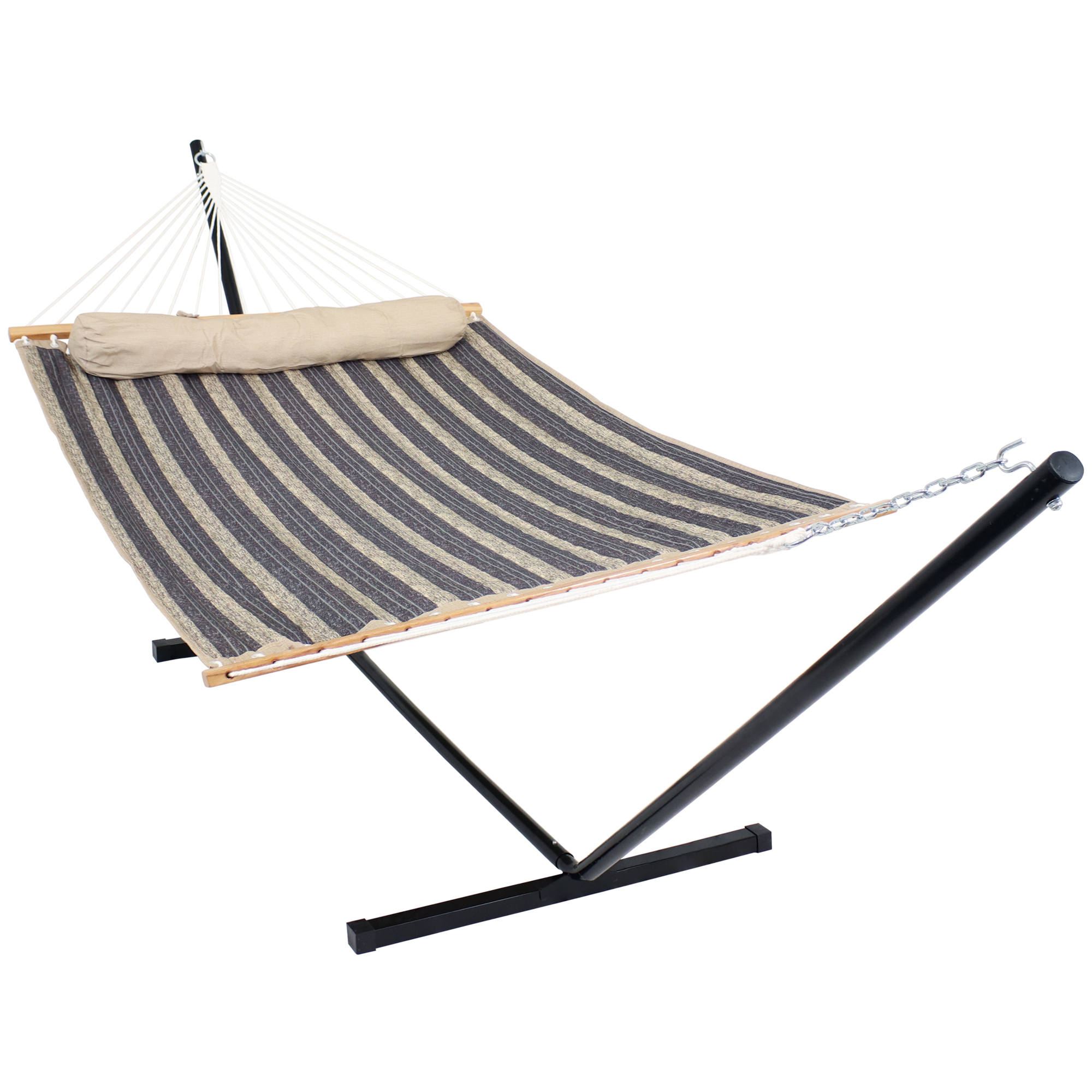Sunnydaze Decor, Quilted Hammock with 12ft. Stand - Mountainside, Color Gray, Capacity 350 lb, Material Polyester, Model# LY-QFH-MTS-COMBO