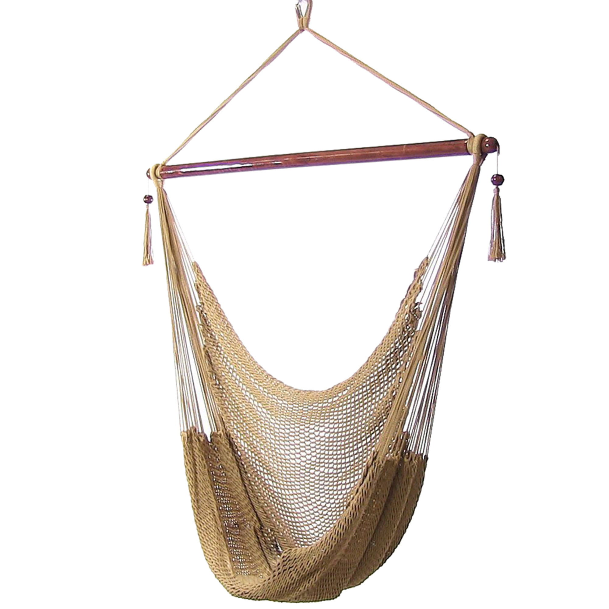 Sunnydaze Decor, Hanging Caribbean XL Hammock Chair - Tan, Color Brown, Capacity 300 lb, Material Polyester, Model# LY-CHC-TN