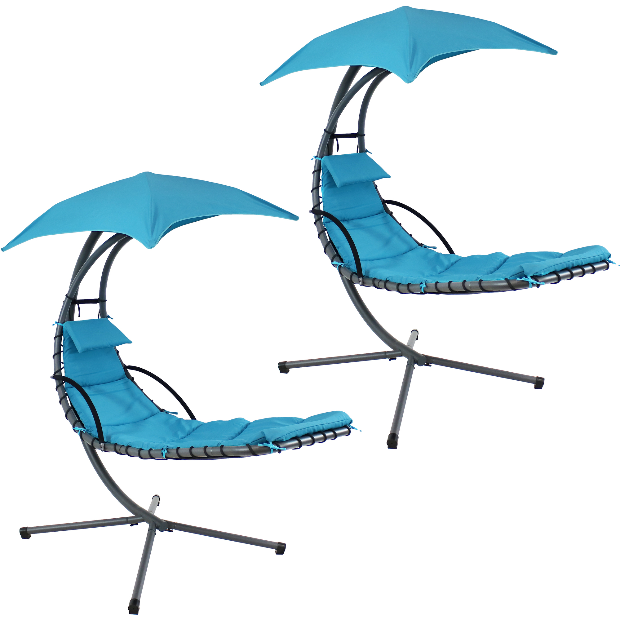 Sunnydaze Decor, Floating Chaise Lounger with Umbrella - Teal - 2pk, Color Teal, Capacity 265 lb, Material Steel, Model# HH-FLC-Teal-2PK