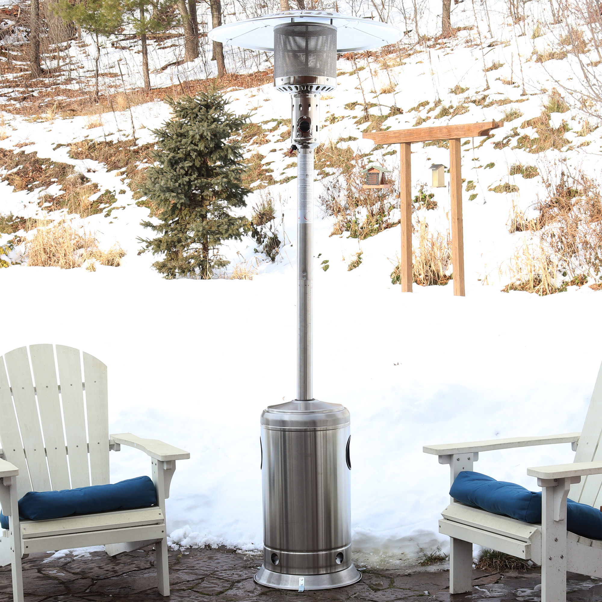 Sunnydaze Decor, Patio Heater with Wheels 7ft. Stainless Steel