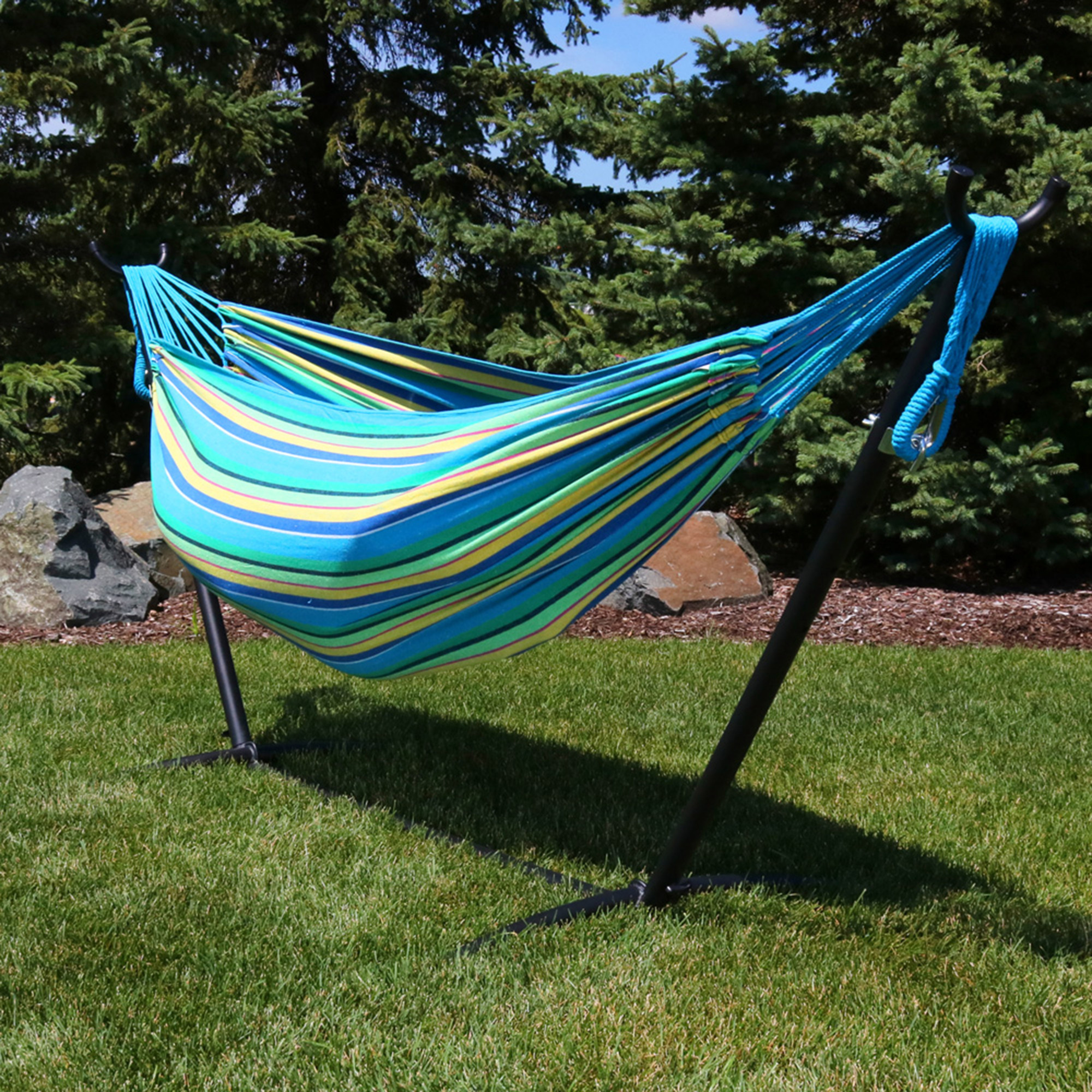 Sunnydaze Decor, Brazilian Double Hammock with Stand - Sea Grass