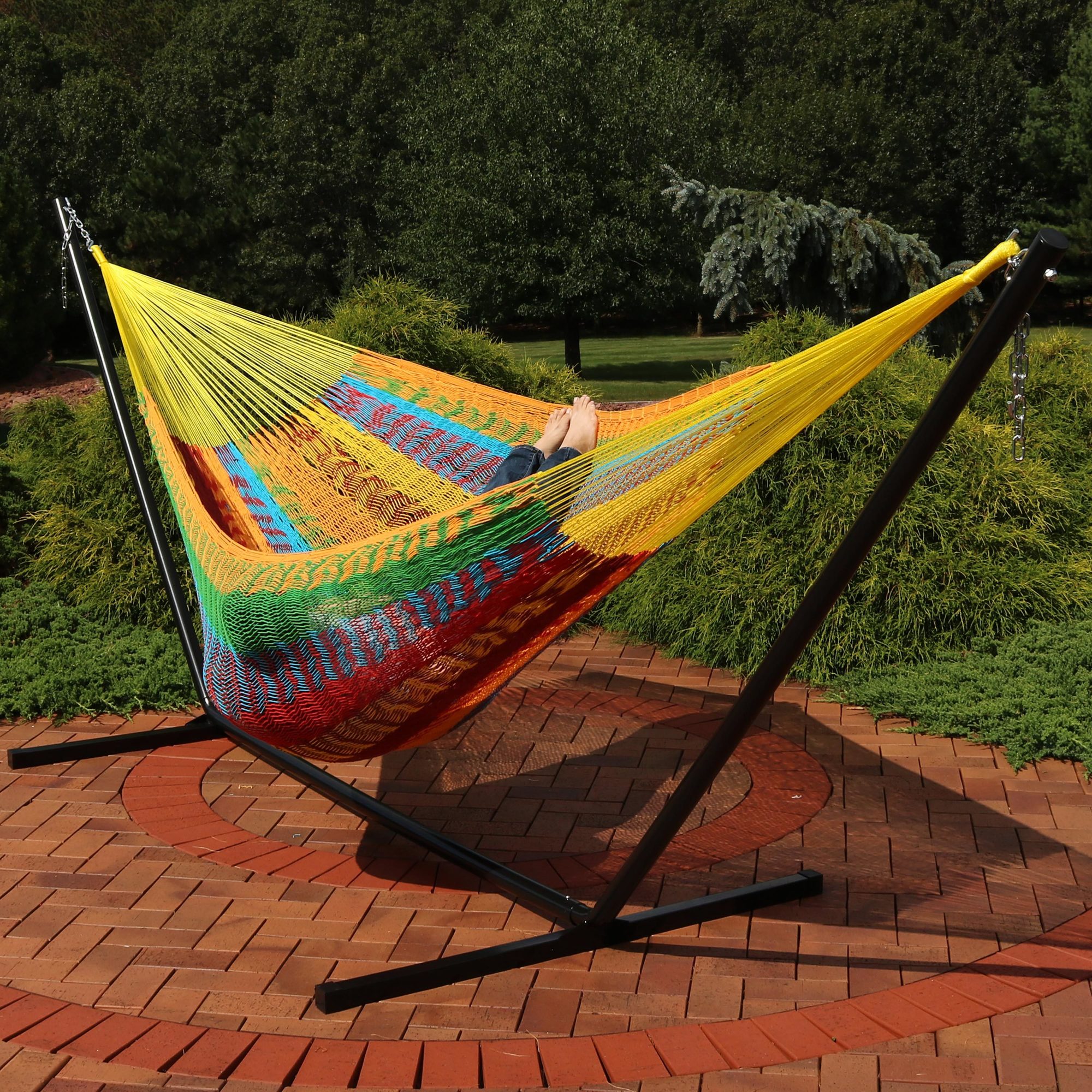 Sunnydaze Decor, XXL Thick Cord Mayan Hammock Stand - Multi-Color