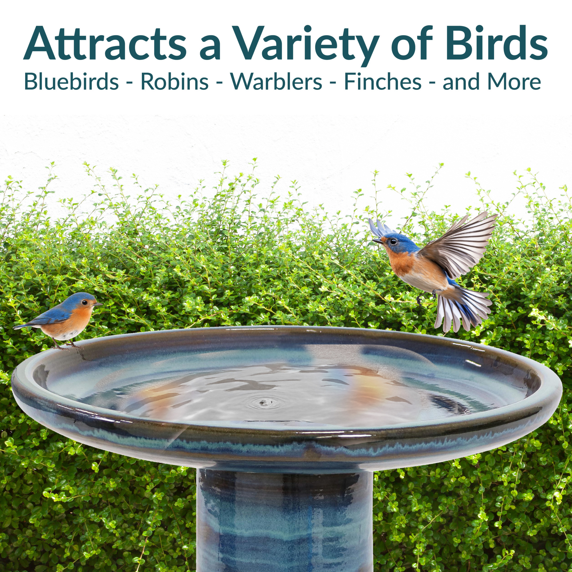 Sunnydaze Decor, Duo-Tone Ceramic Bird Bath - Galaxy Blue