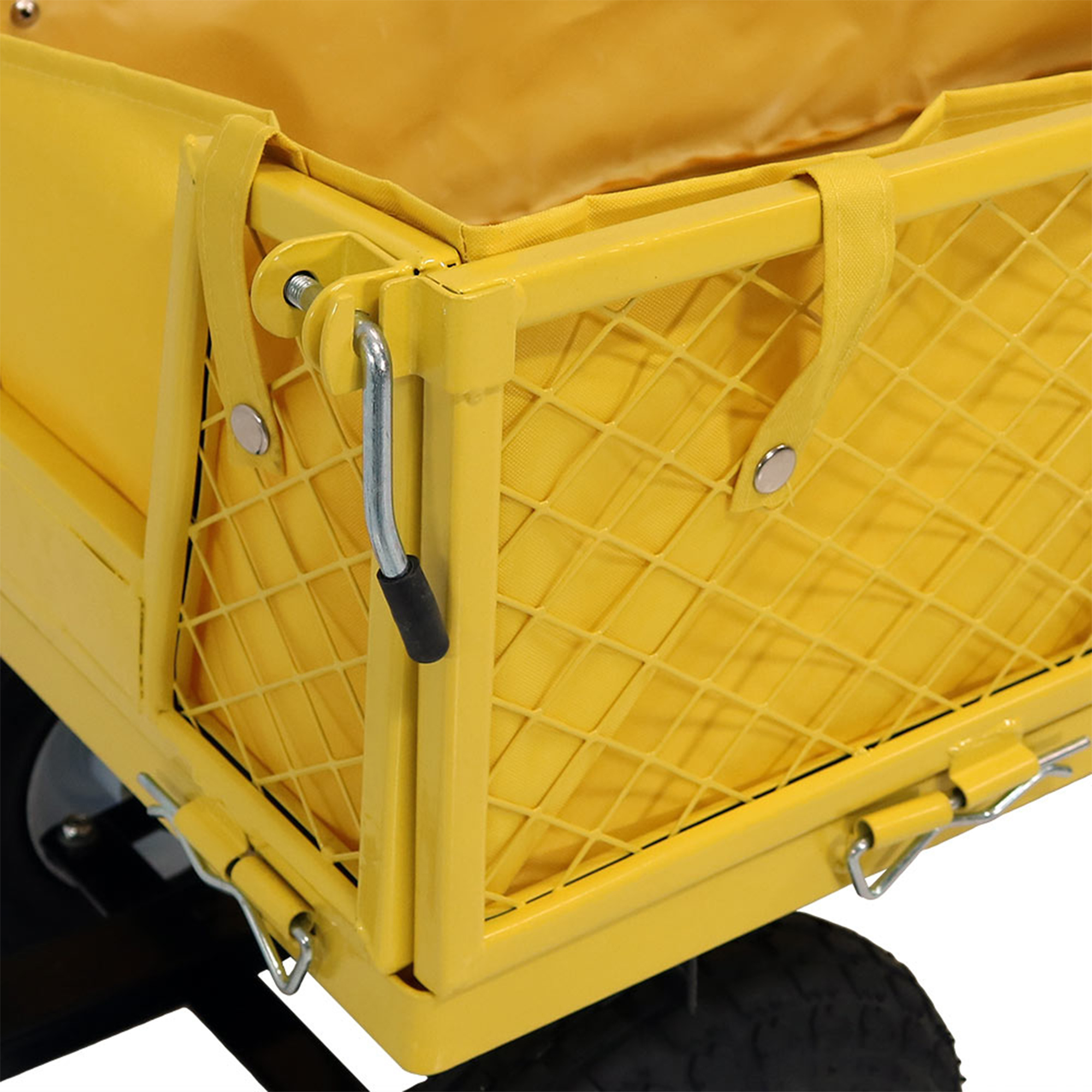 Sunnydaze Decor Yellow Steel Wagon Cart with Removable Sides, 400 lbs.  Weight Capacity, Versatile for Gardening and Hauling