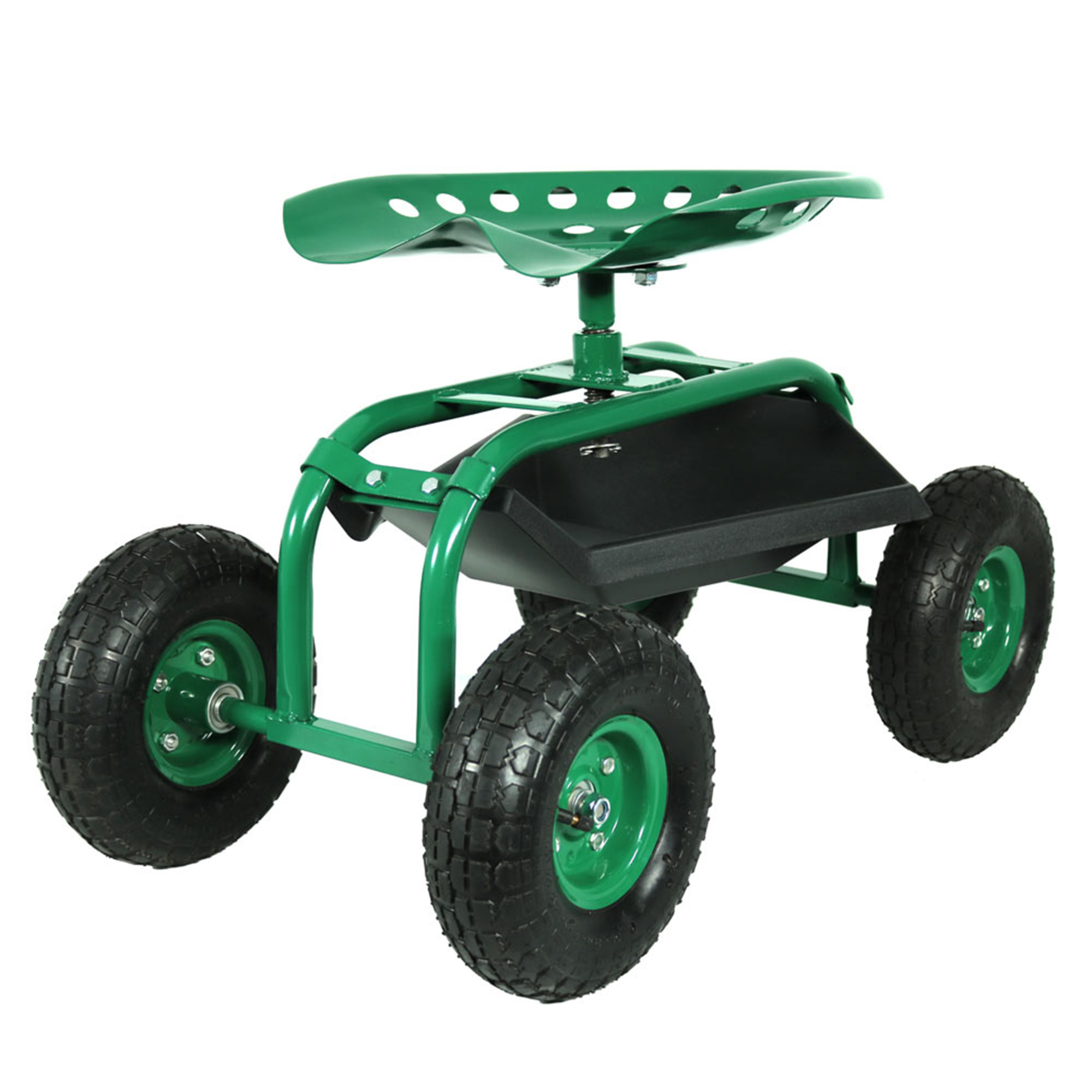 Sunnydaze Decor, Rolling Garden Cart with Seat Tray - Green, Load Capacity 300 lb, Model# QH-RC960-GN