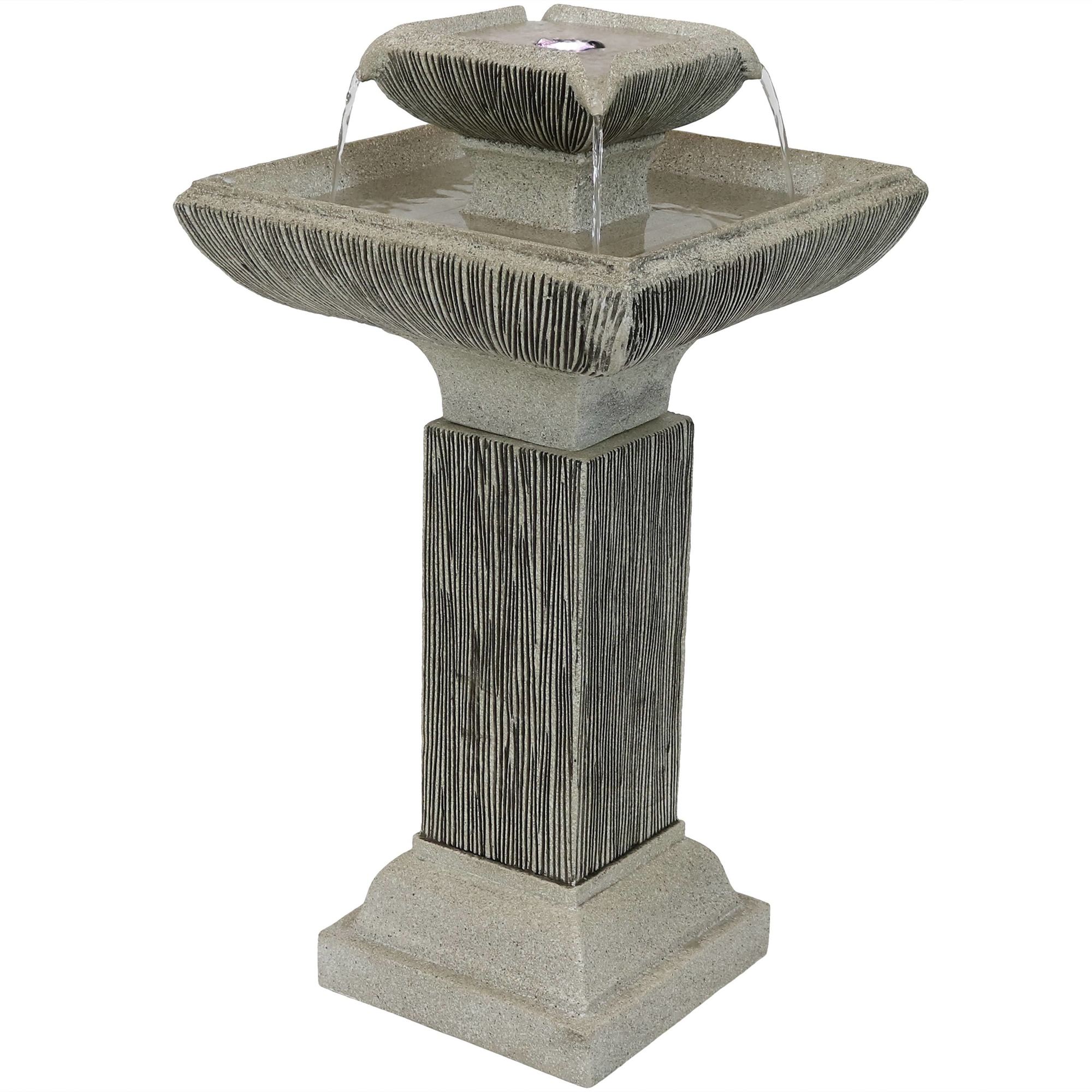 Sunnydaze Decor, 2-Tier Square Bird Bath Water Fountain - 25in., Model# SSS-337