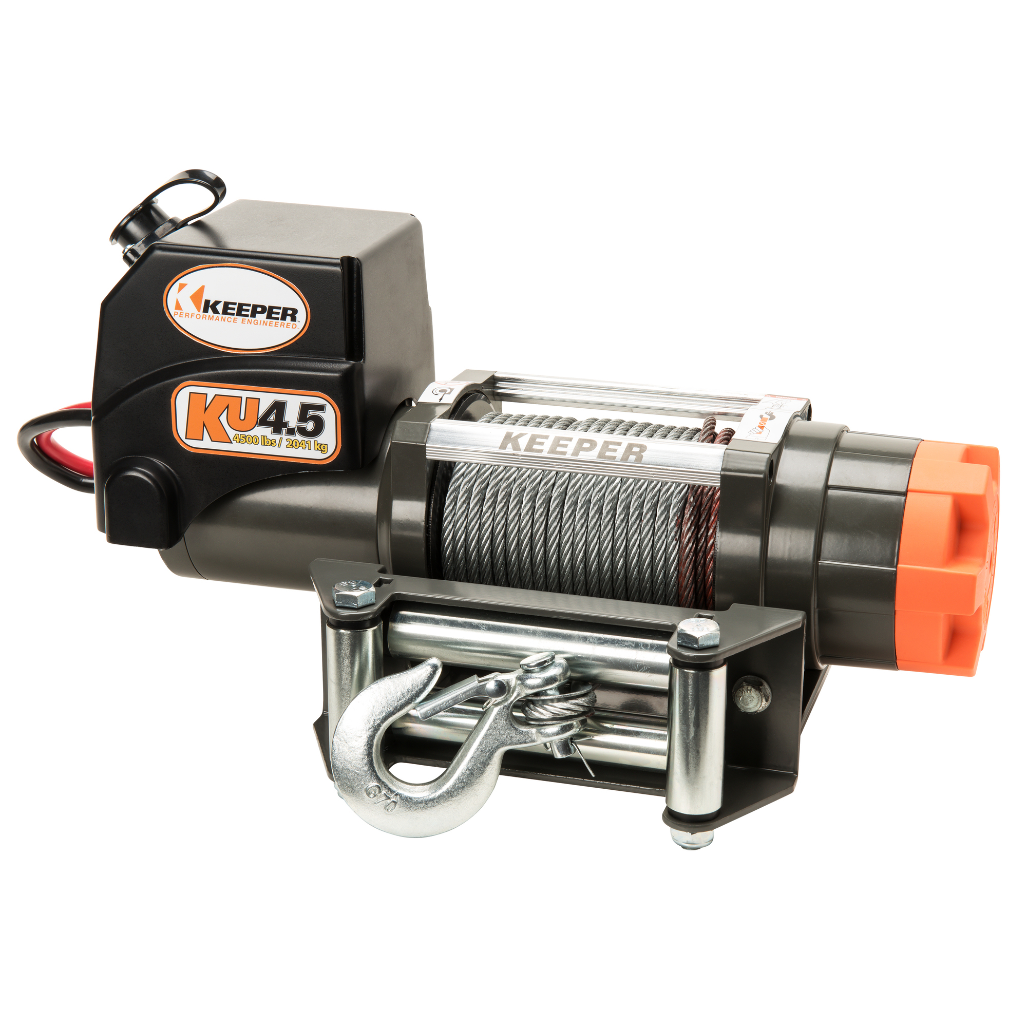 Keeper DC Powered Winch, Remote, Plate, 4500lb. Capacity, Volts 12, Model# KU45032