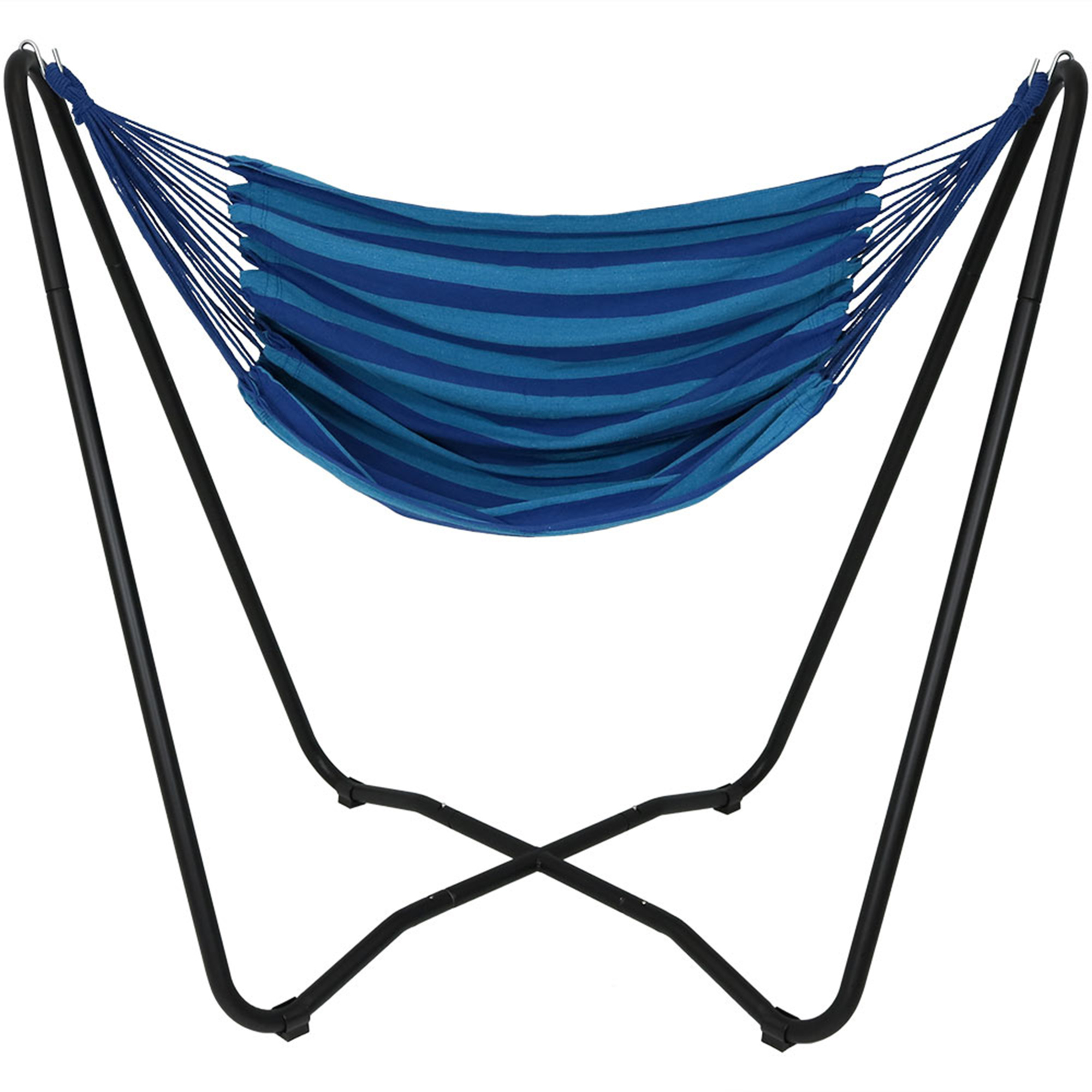 Sunnydaze Decor, Hanging Hammock Chair with Stand - Beach Oasis, Color Blue, Capacity 330 lb, Material Steel, Model# HH-HCHAS-BO-Combo