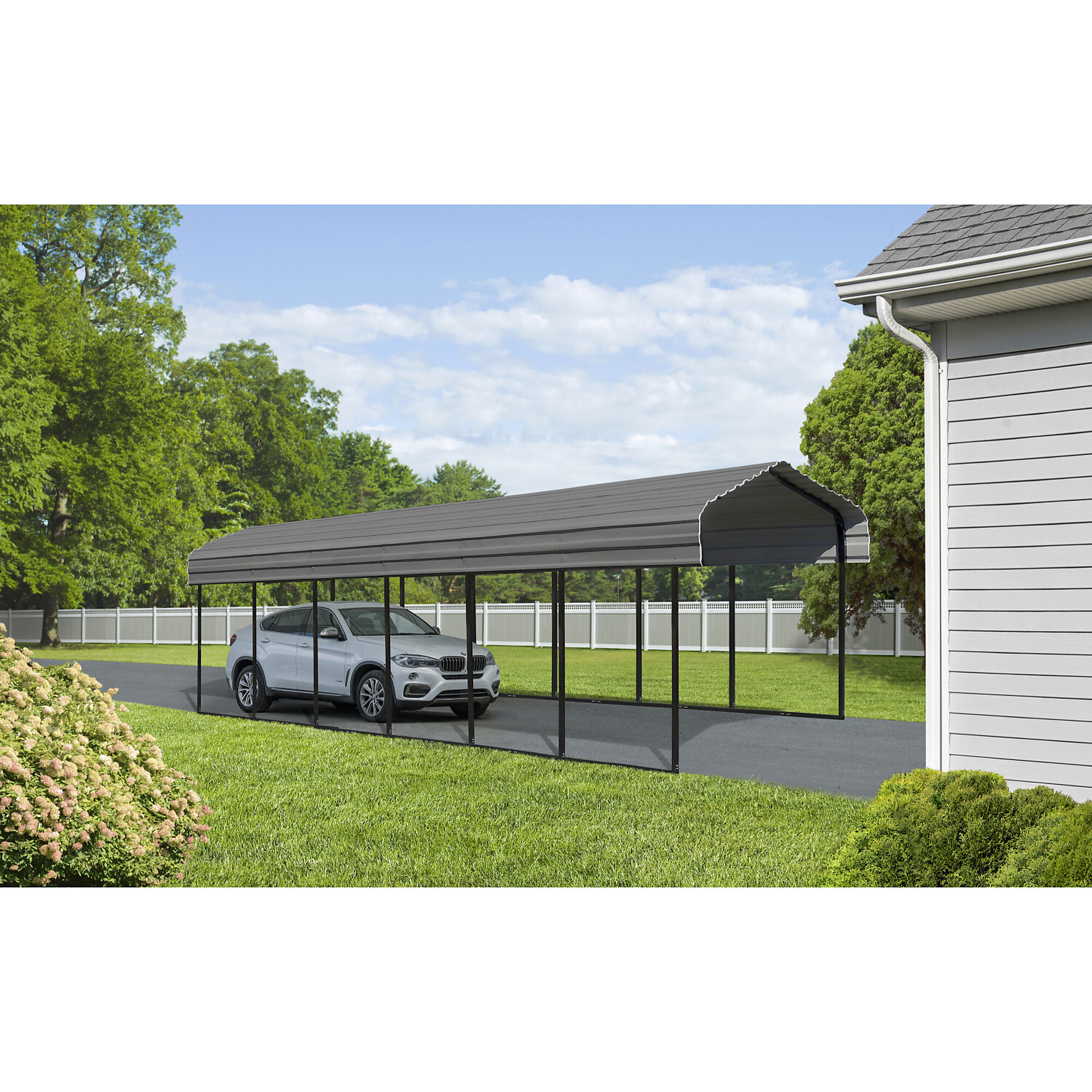 Arrow Carport, 12ft. x 29ft. x 9ft. Charcoal, Center 10.56ft., Galvanized Steel, Model# CPHC122909