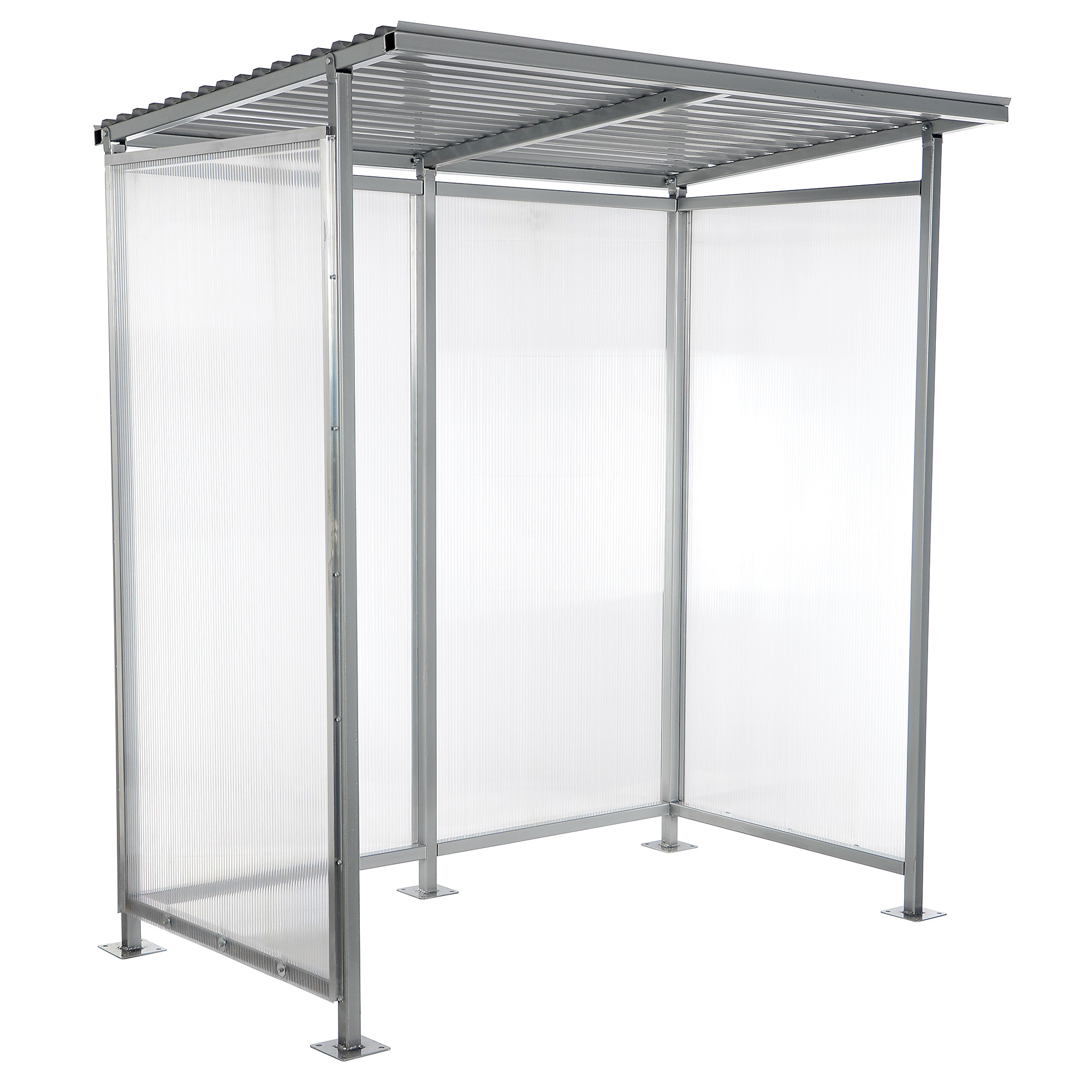 Vestil Smoking Shelter Bus Stop - 4.11ft. x 6.27ft., 3-4 Person Capacity, Welded Steel, Polycarbonate Panels, Model# SSH-7939-80
