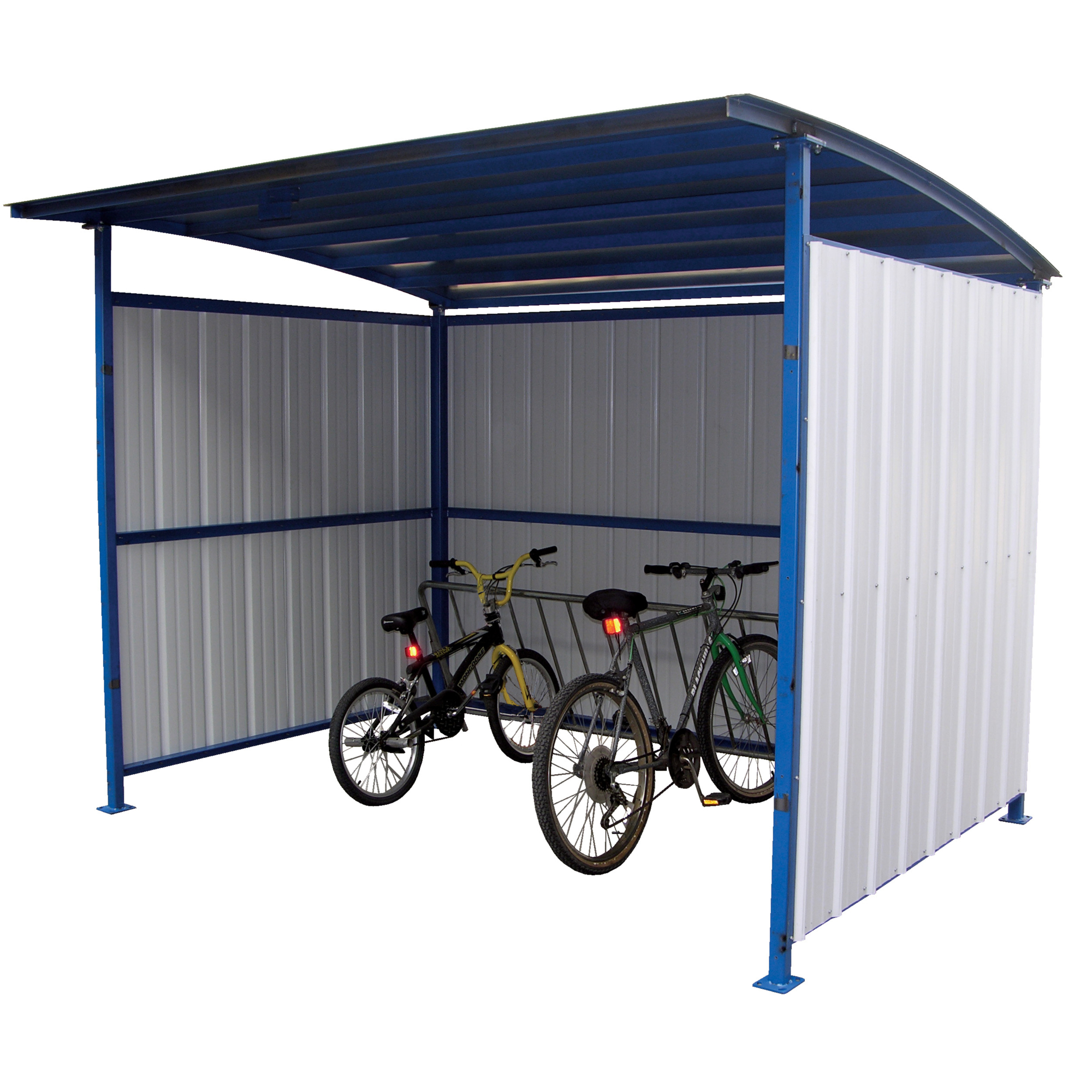 Vestil Multi-Duty Bicycle Shelter - 120in. Length, 10ft. Width, Steel, Blue and White, Model# MDS-96-BK