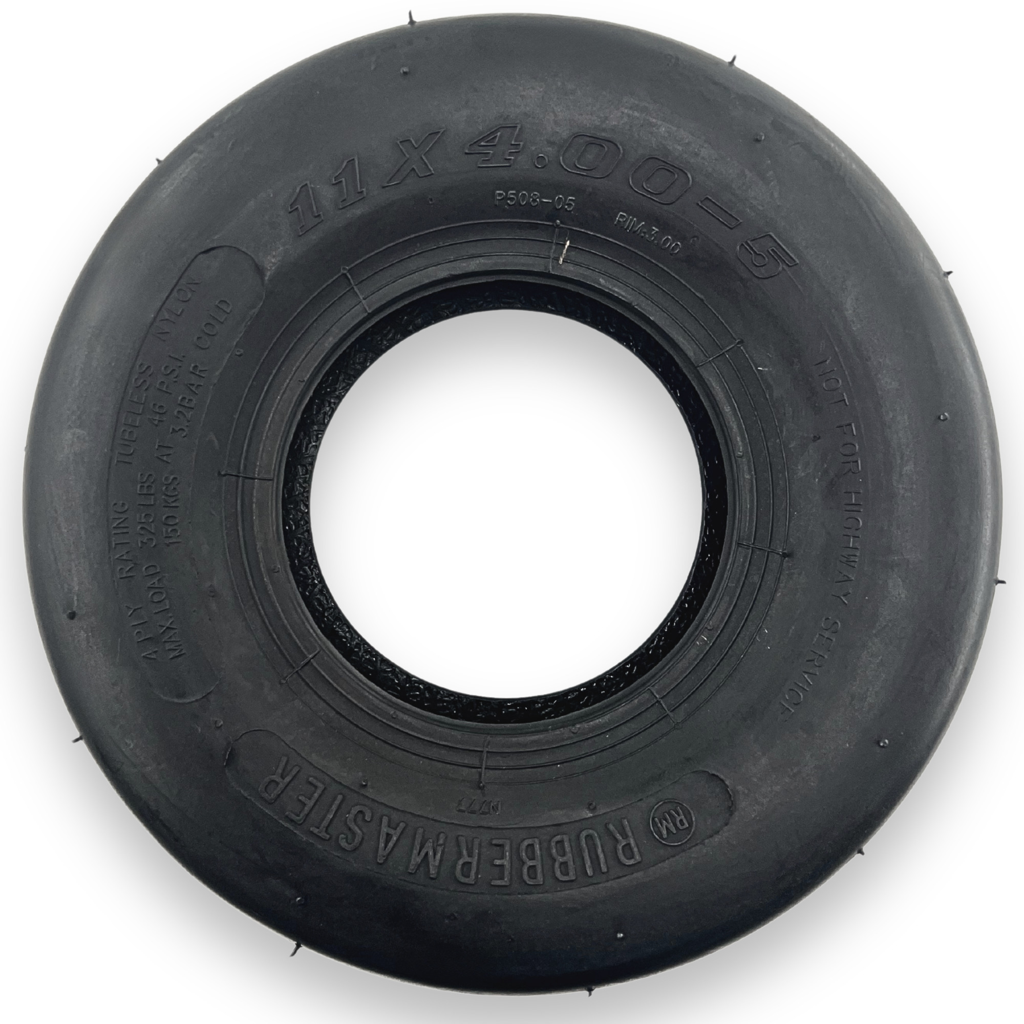 RubberMaster, Rib 4 Ply Utility Tire 11x4.00-5 Tire Diameter 11.34 in, Model# 450051