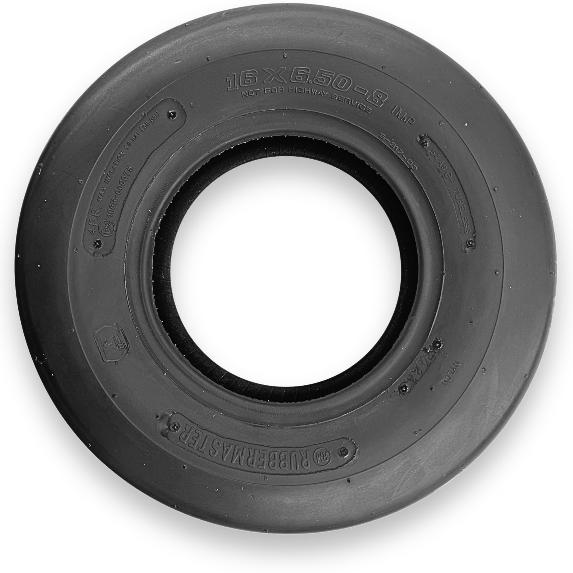 RubberMaster, Rib 4 Ply Utility Tire 16x6.50-8 4P, Tire Diameter 16.22 in, Model# 450310