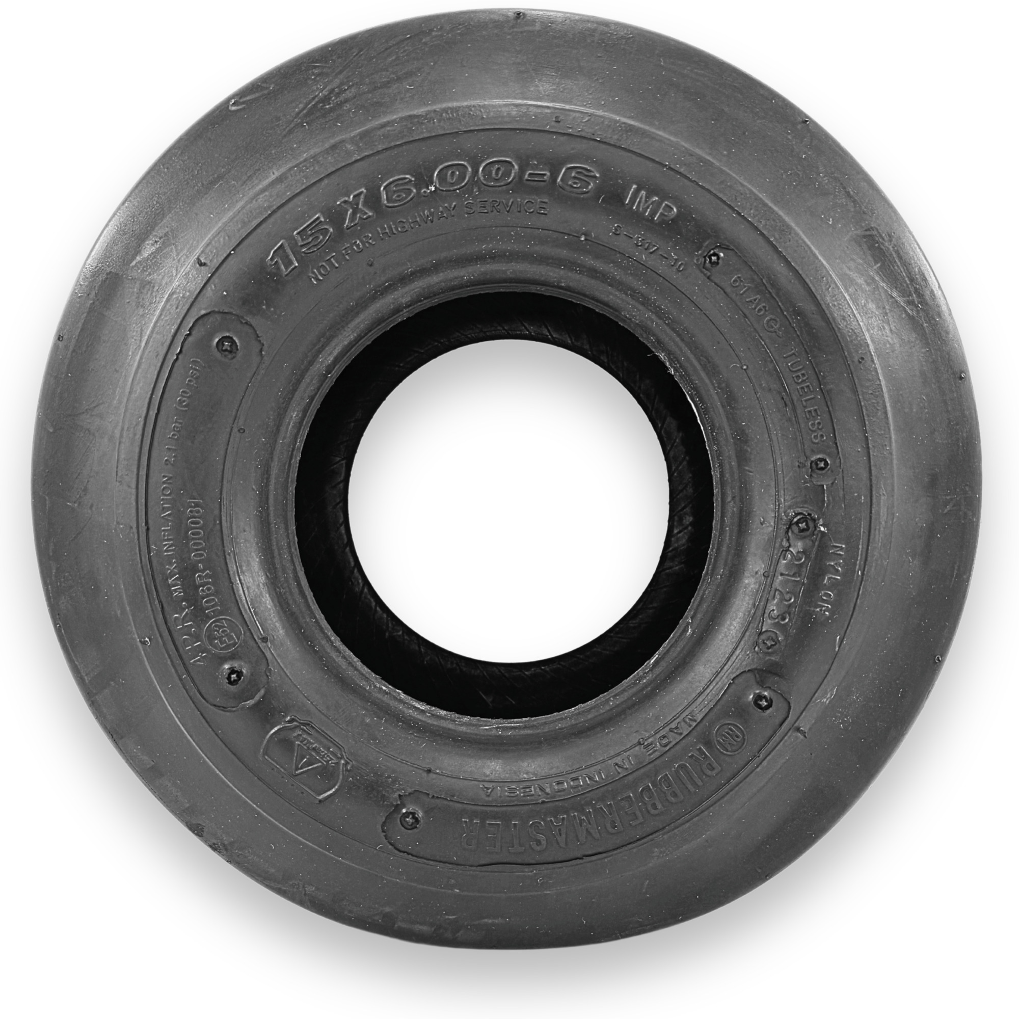RubberMaster, Rib 4 Ply Utility Tire 15x6.00-6 Tire Diameter 14.17 in, Model# 450190