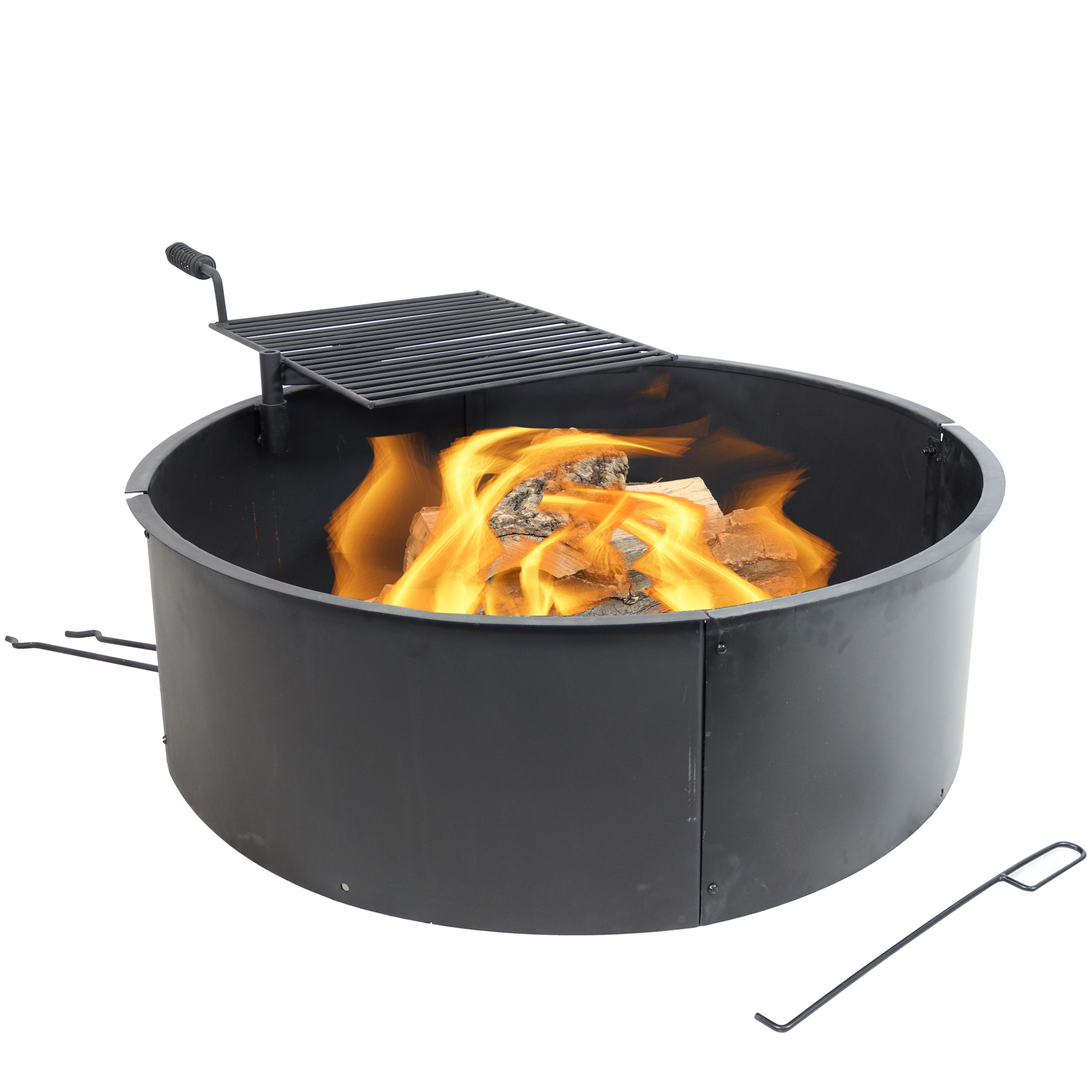 Sunnydaze Decor, Campfire Ring with Rotating Cooking Grate - 34in