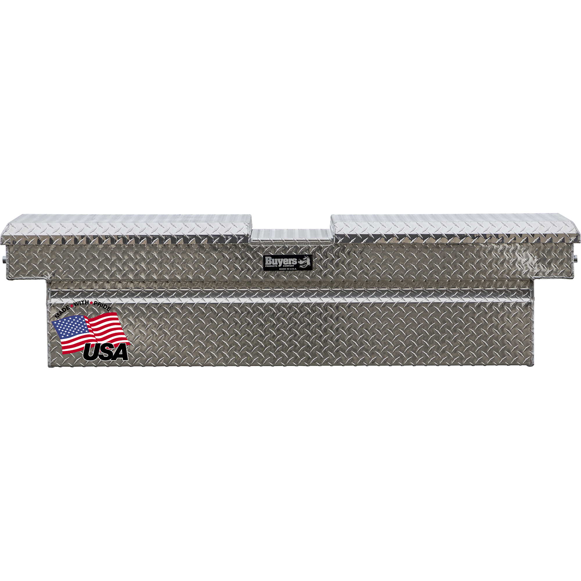 Buyers Products, 71x27x23 Crossover Gull Wing Pickup Truck Bed Tool Box, Width 71 in, Material Aluminum, Color Finish Diamond Plate Silver, Model# 1710423