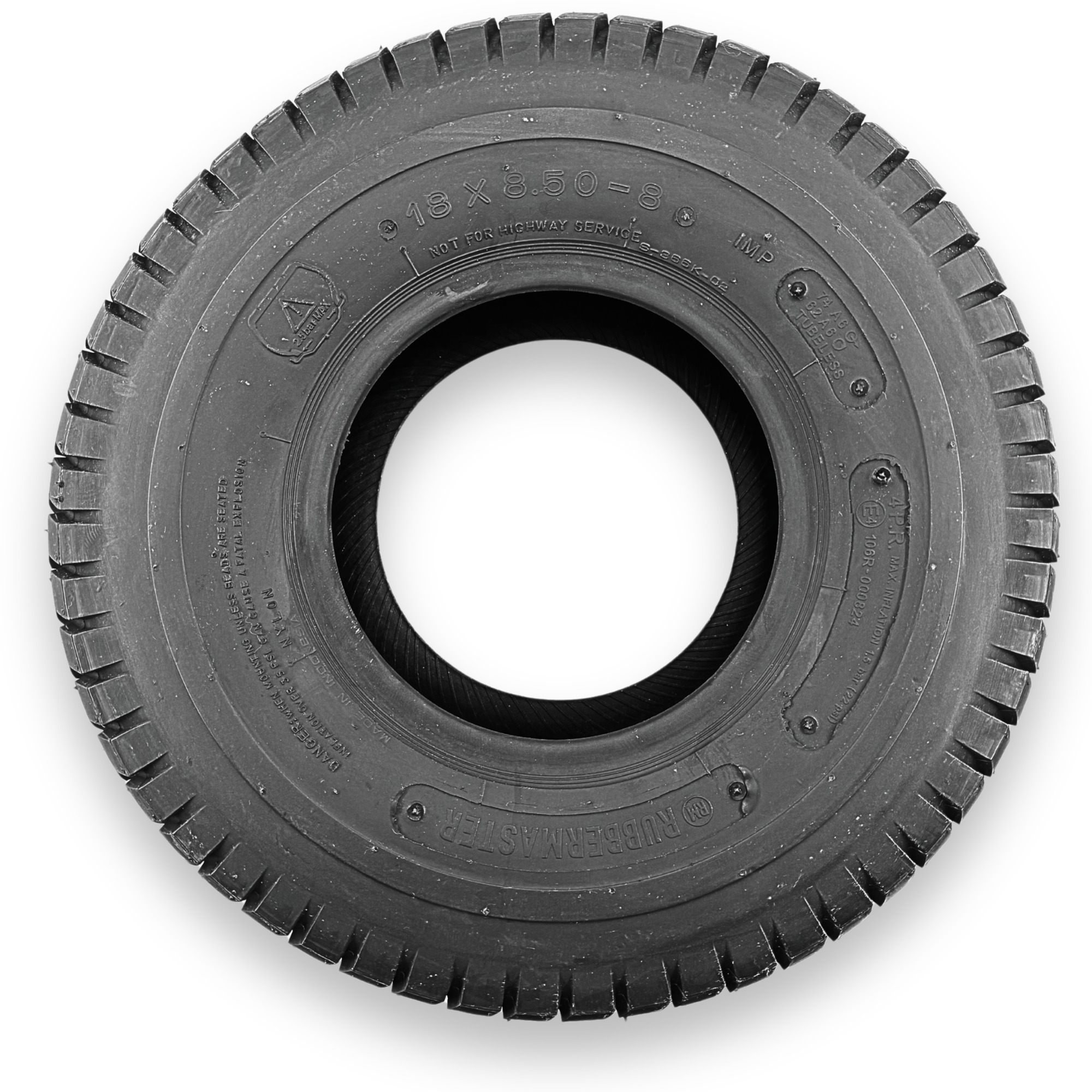 RubberMaster, Turf S366K 4 Ply Turf Tire 18x8.50-8 Tire Diameter 18.19 in, Model# 450320