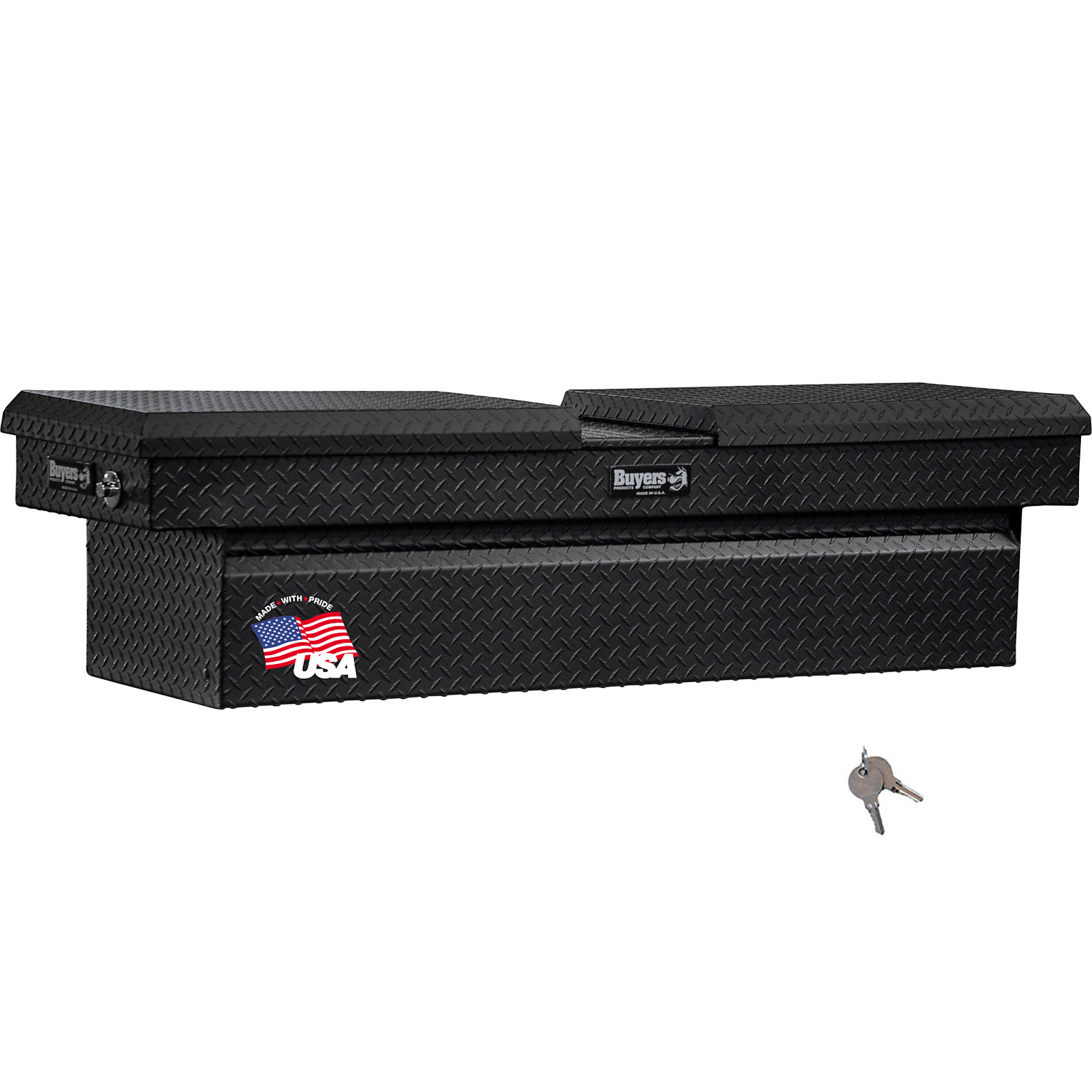 Buyers Products, 71x20x23 Crossover Gull Wing Pickup Truck Bed Tool Box, Width 71 in, Material Aluminum, Color Finish Textured Matte Black, Model# 1722413