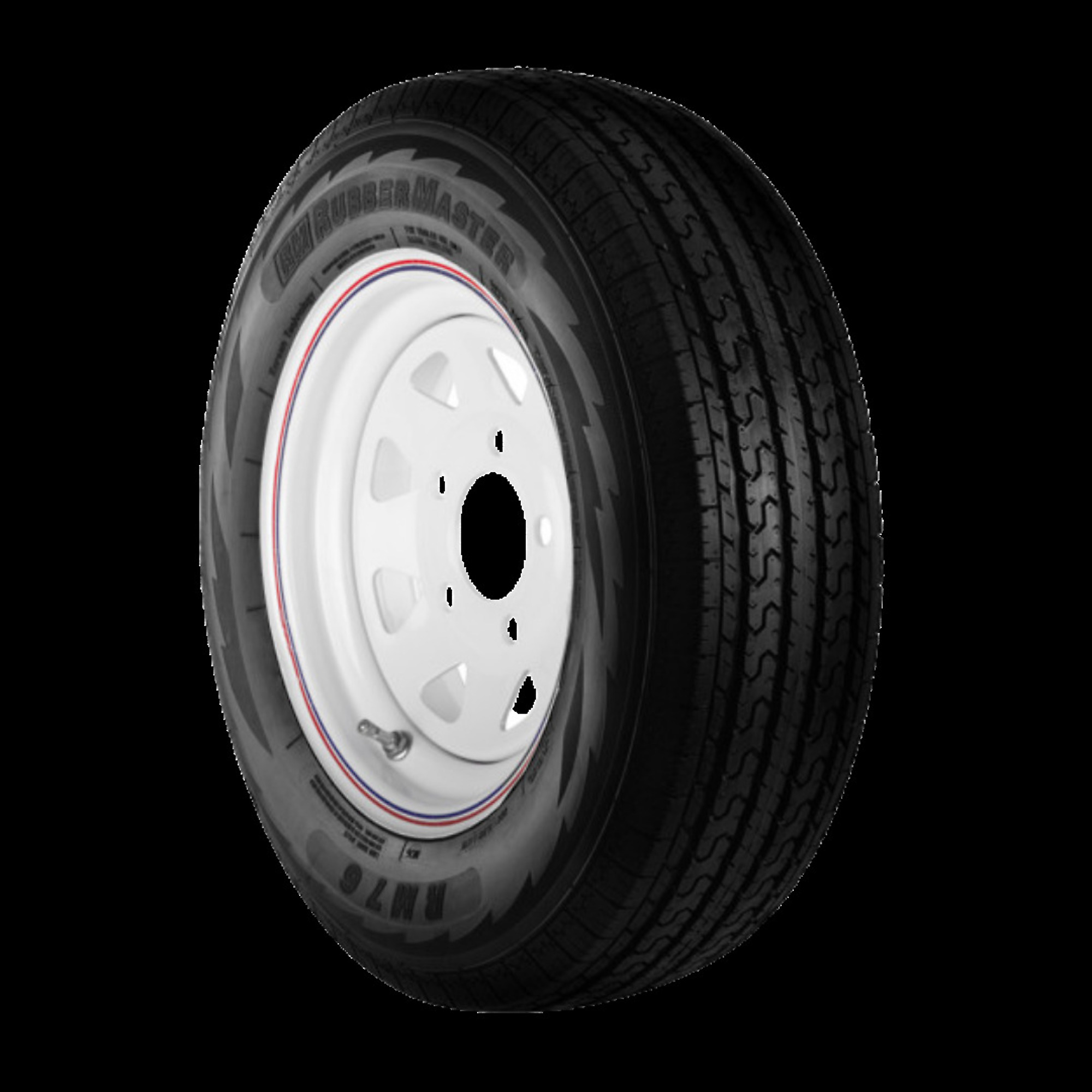 RubberMaster Tire and Rim Assembly - ST225/75R15, 8 Ply, Steel Rim, 15in. x 6in., 5 on 4.5 Bolt Pattern, Model# 599332
