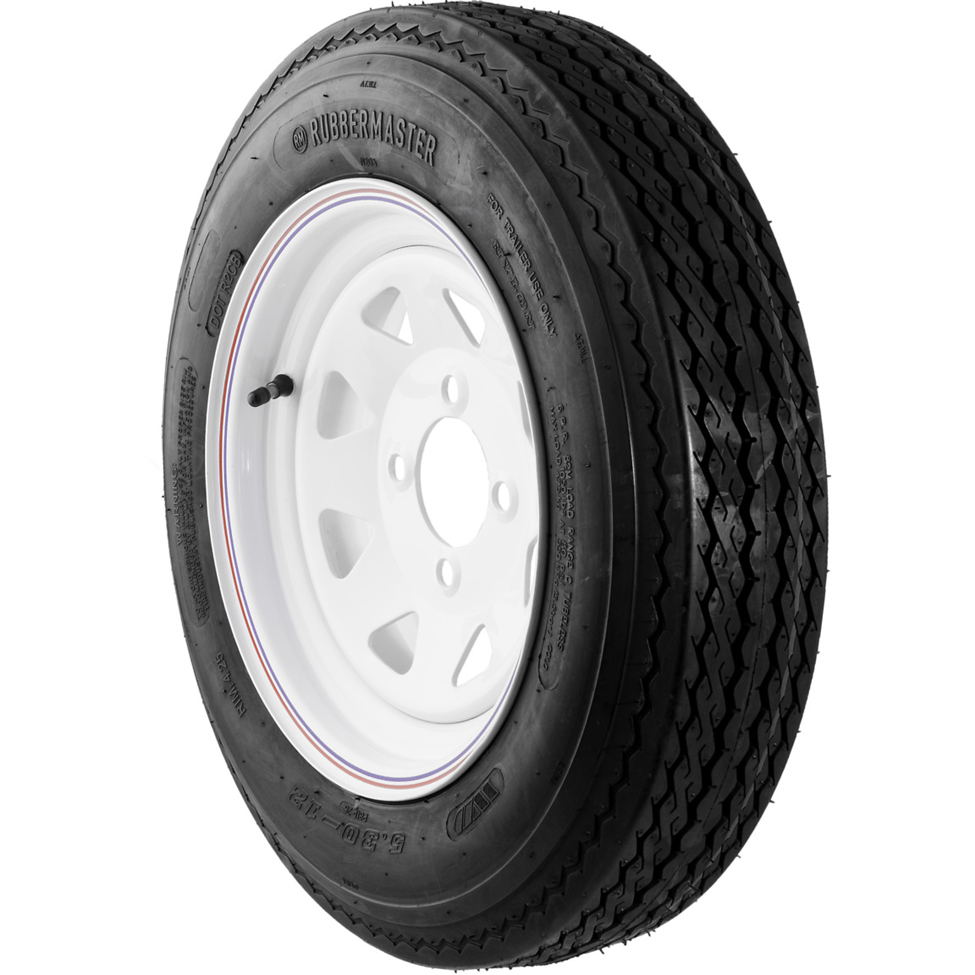 RubberMaster Tire and Rim Assembly - 5.30-12, 840 lb. Capacity, SteelMaster Rim, Model# 599425