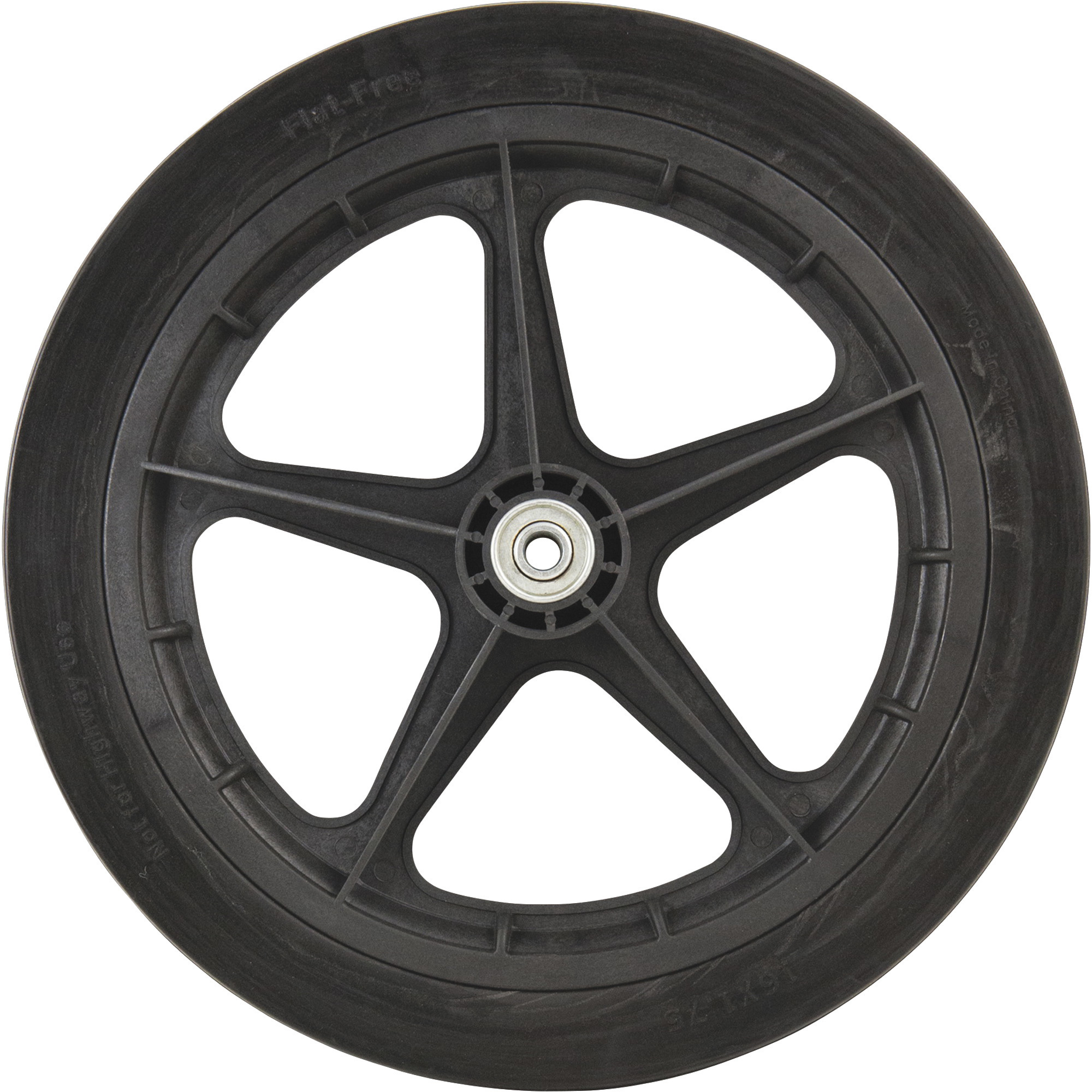 Marathon Tires Flat-Free Tire on Plastic Spoke Rim, 1/2in. Bore, 16 x 1 ...