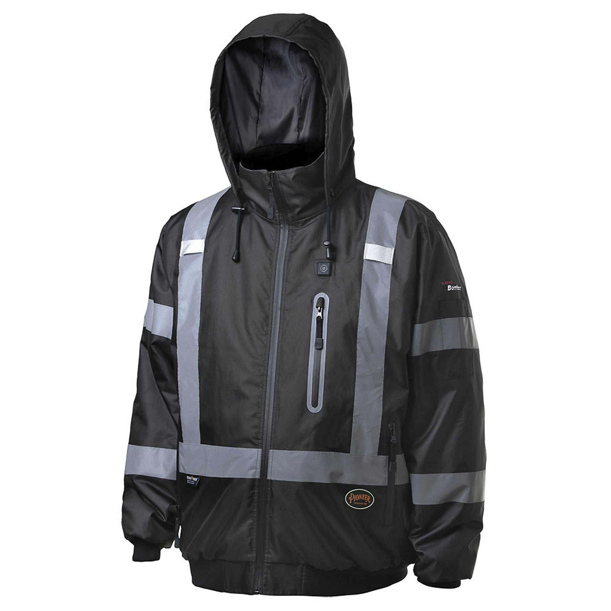 Pioneer, Hi-Vis Heated Safety Nano Bomber Jacket, Size 3XL, Color Hi-Vis Black, Model# V1210170U-3XL