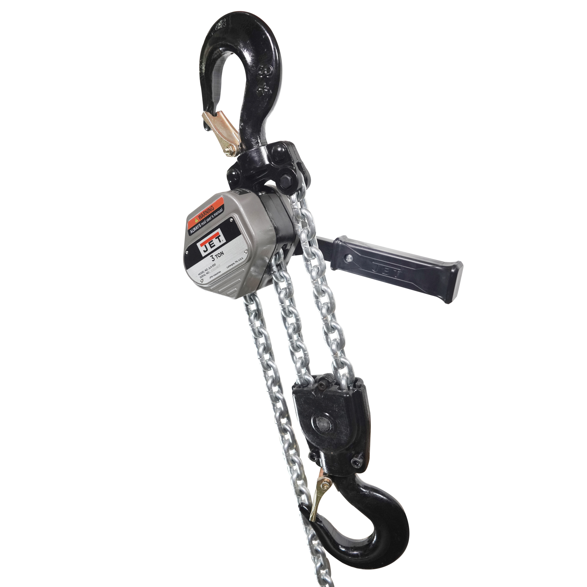 JET, JLA Manual Lever Hoist, Capacity 6600 lb, Lift Height 20 ft, Model# JLA-300-20