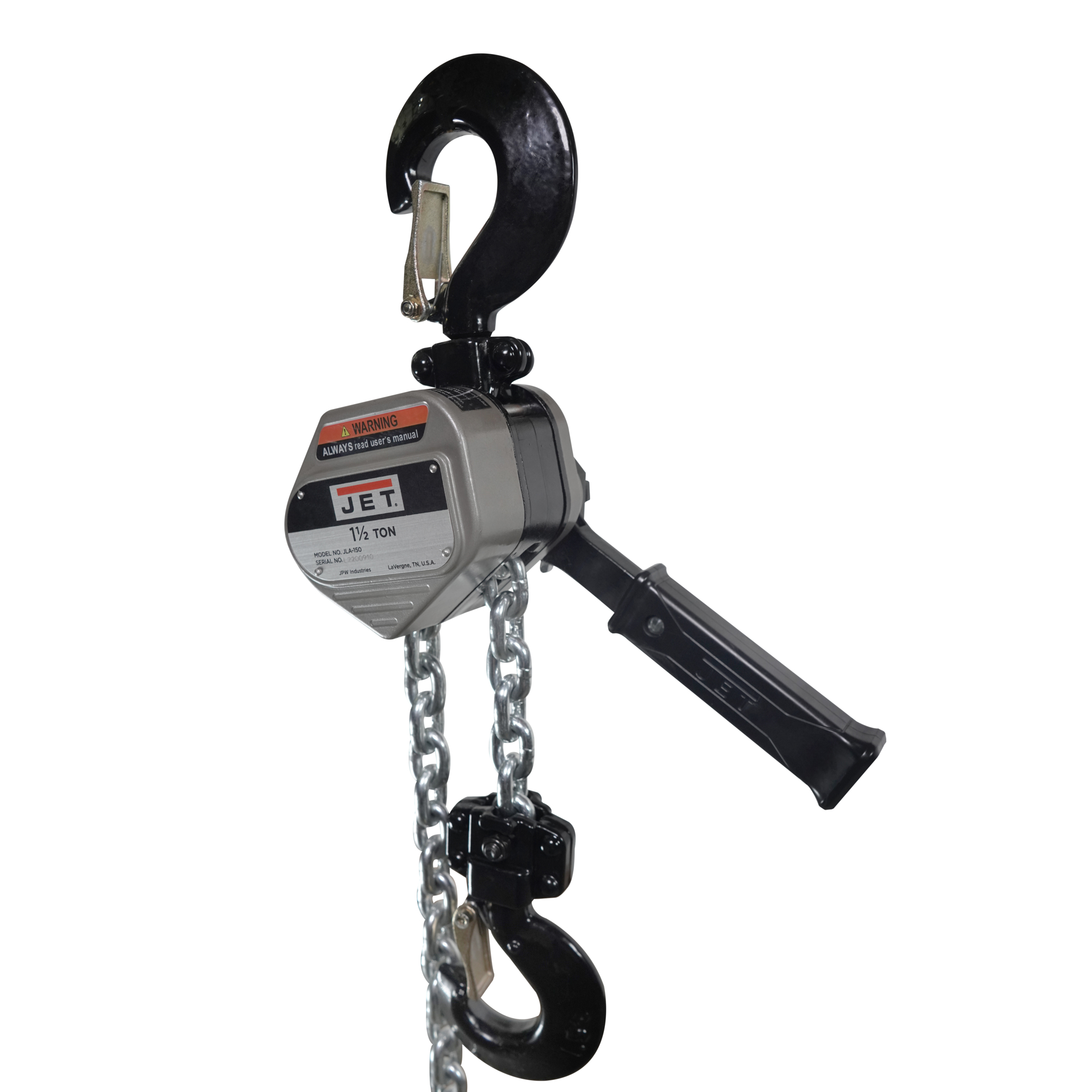 JET, JLA Manual Lever Hoist, Capacity 3300 lb, Lift Height 10 ft, Model# JLA-150-10SH