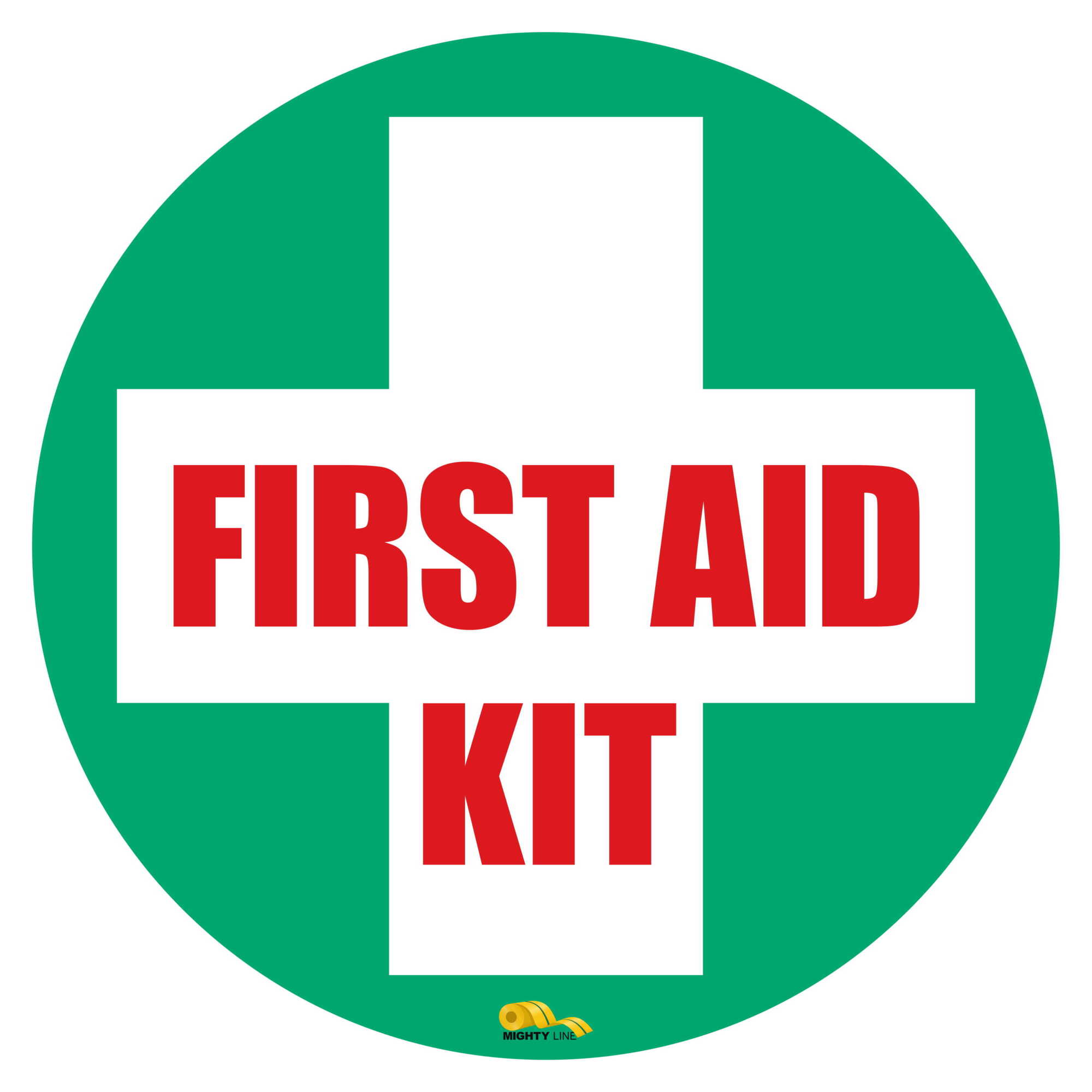 Mighty Line First Aid Kit Floor Sign — 16in. Wide, Industrial Strength, 30 Mils Thick, Model# FAKit16