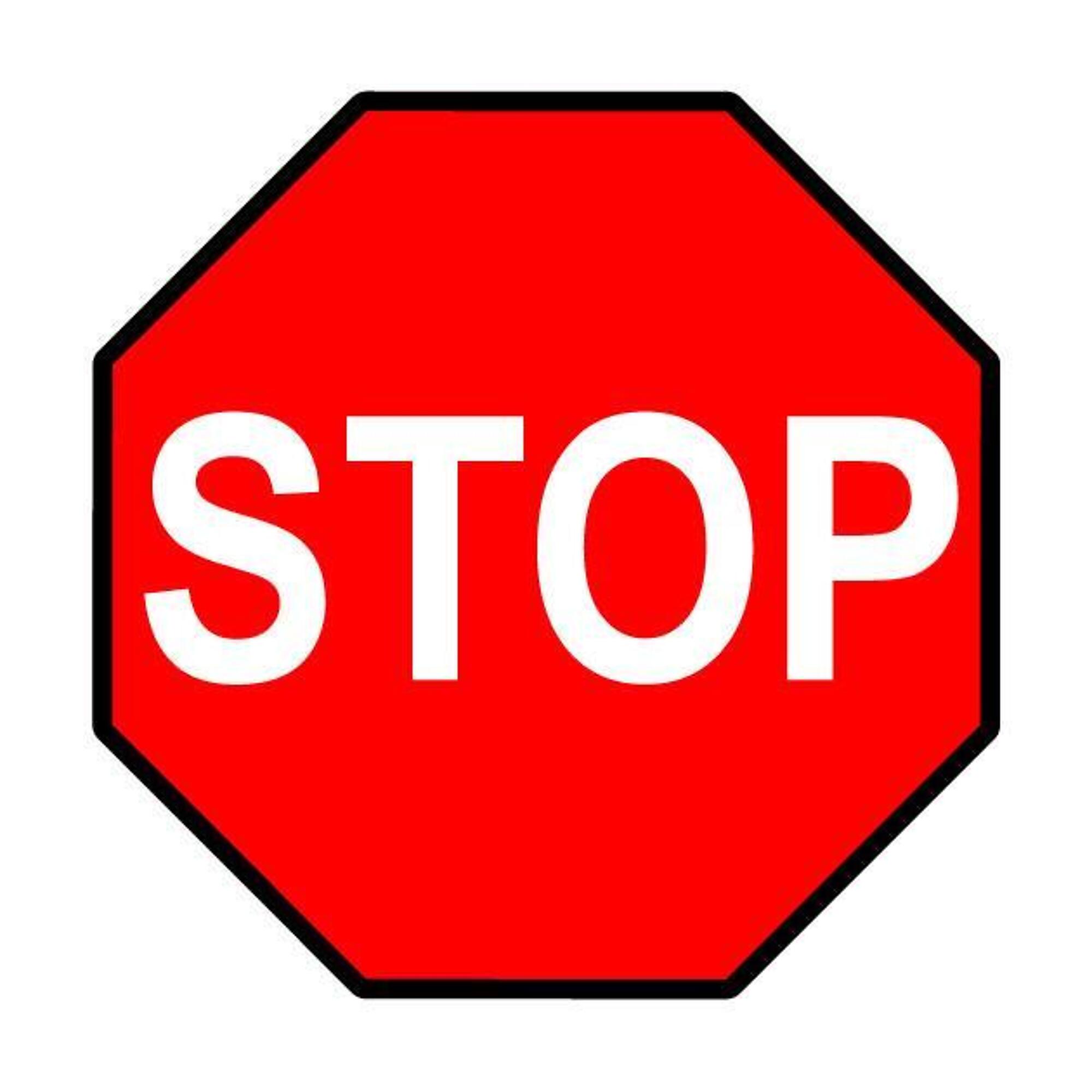 Mighty Line Standard Red Stop Sign — 16in. Floor Marking, 30 Mils Thick, Industrial Grade Polymer, Model# STP16