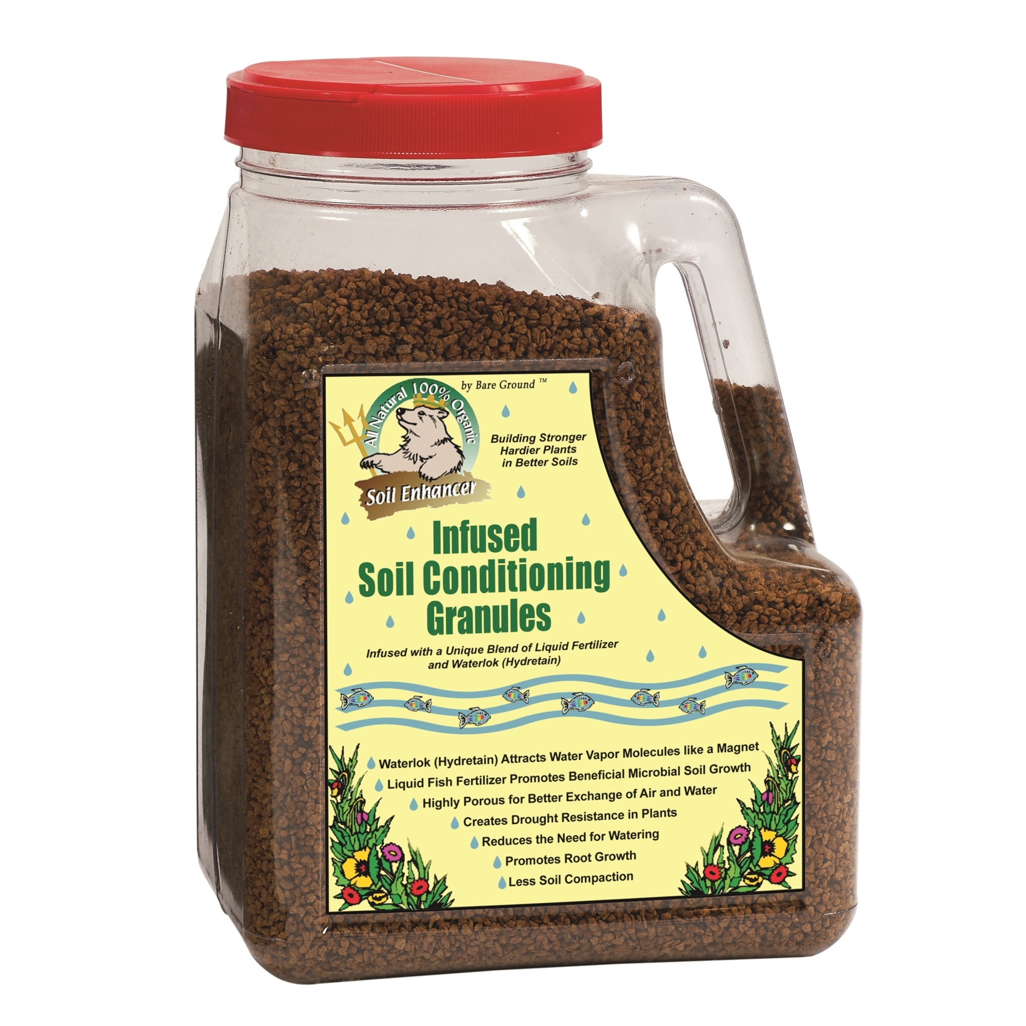 Bare Ground, 15lb Shaker fish fertilizer, Max. Coverage Area 1296 ft², Capacity 5 lb, Model# TP-5SC