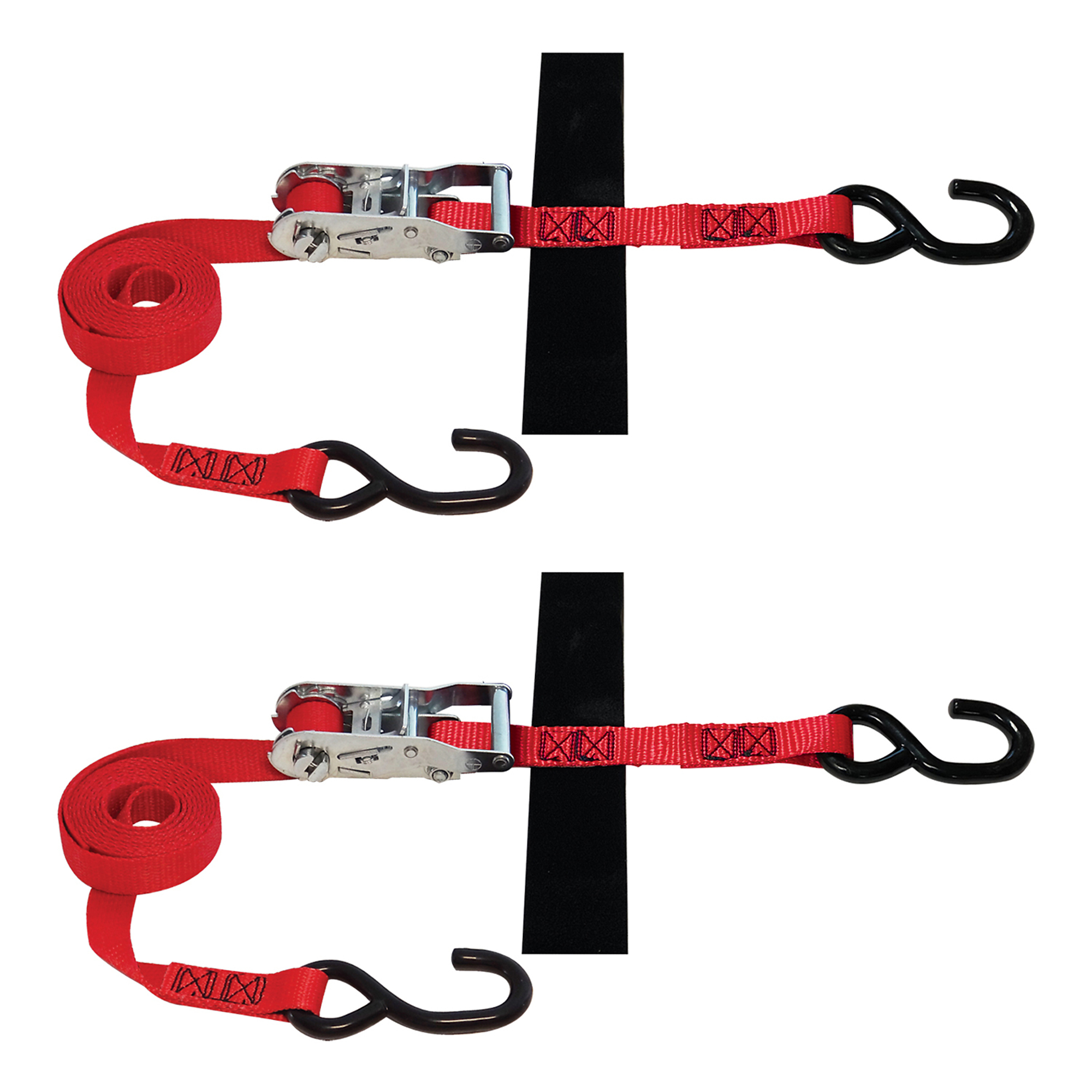 Snap-Loc Ratchet Strap Tie-Downs - 1in. x 8ft., 2500-Lb. Capacity, S-Hook, 2 Pk, Model# SLTHS108RR2