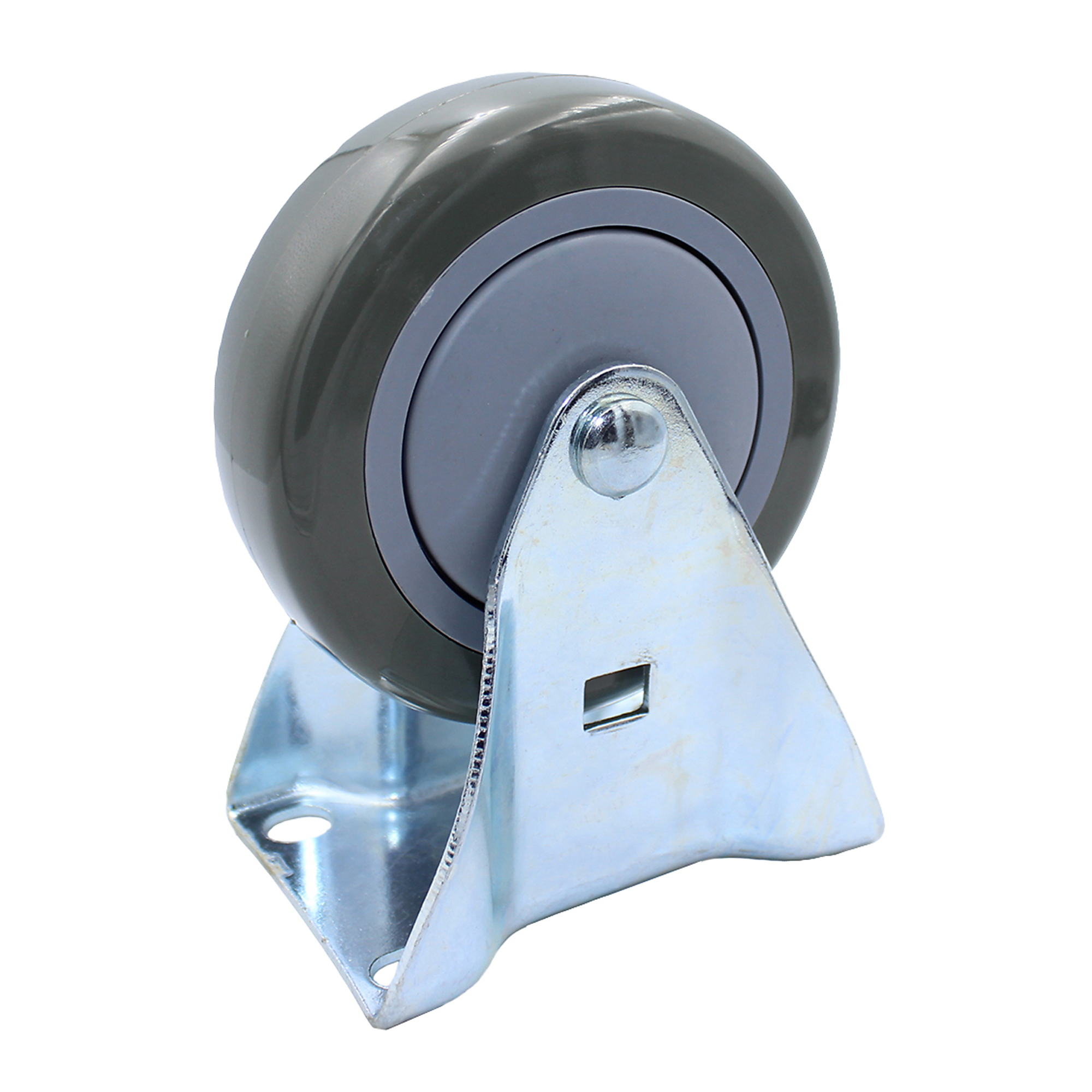 Snap-Loc Industrial Strength Rigid Caster - 4in. Polyurethane Wheel, 375-Lb. Capacity, Zinc-Plated Steel, Model# SLAC4FP