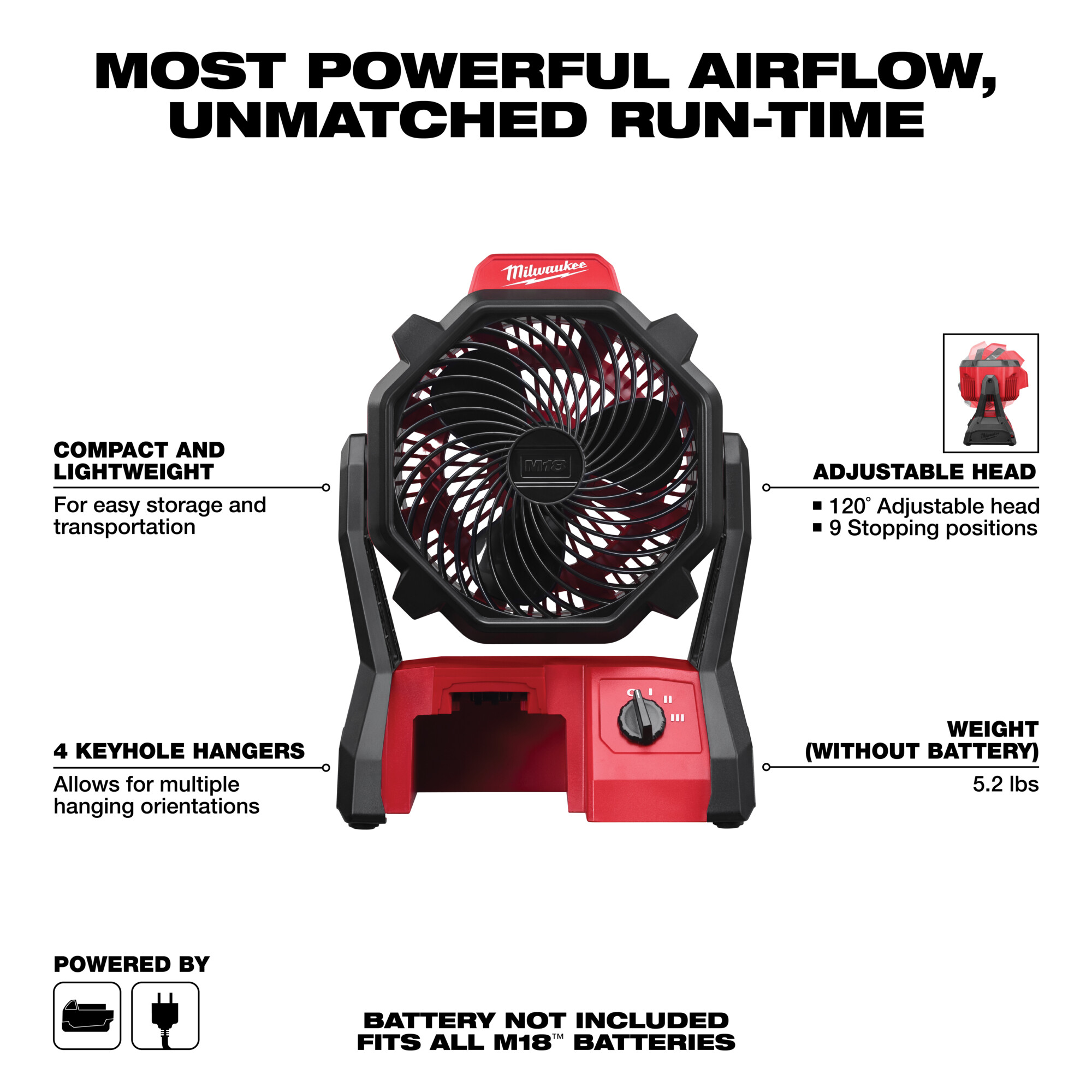 11 in. Corded/Cordless Jobsite Fan (Tool Only)